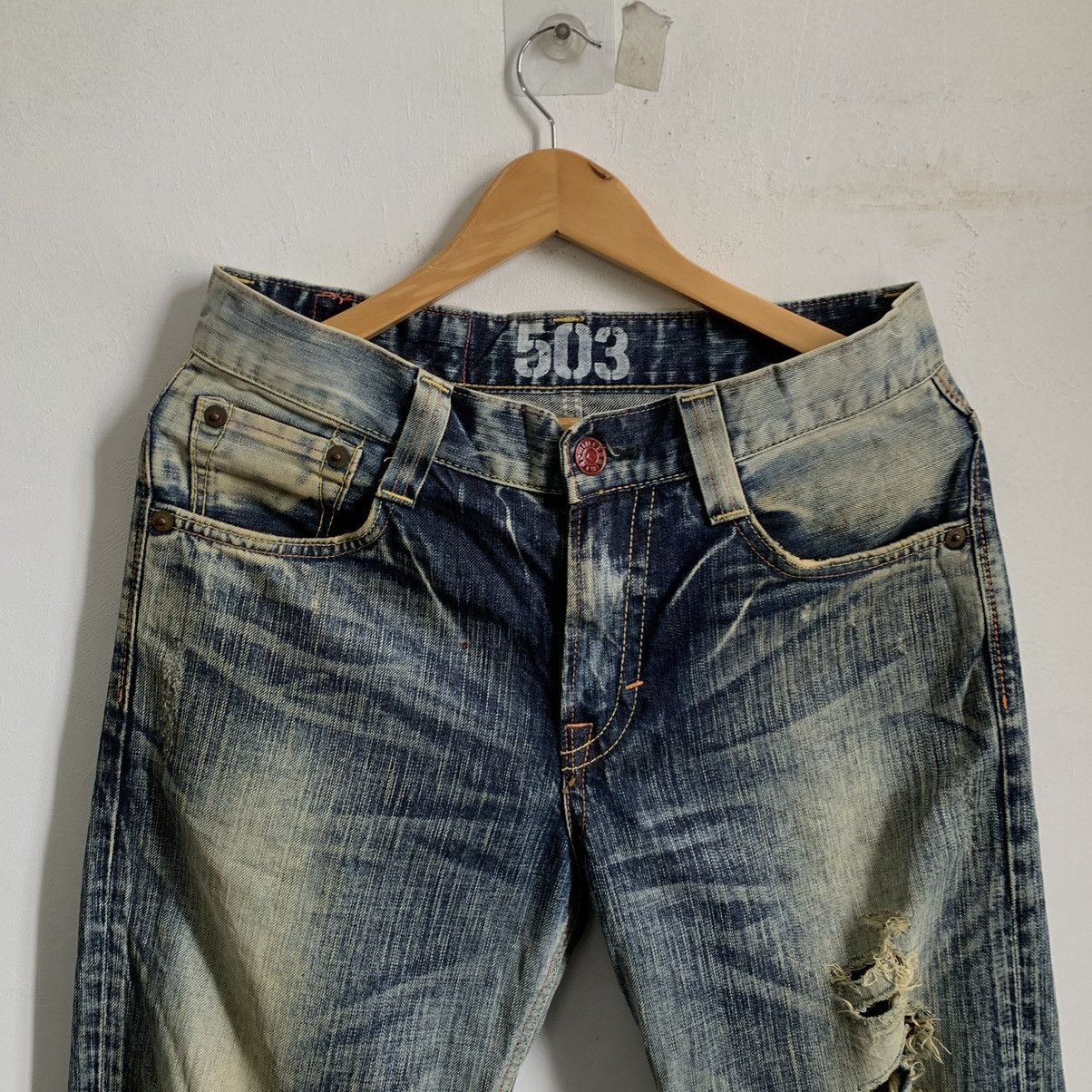 Edwin Edwin Blue Trip 503 TRASHED Denim Jeans Size US 31 - 3 Thumbnail