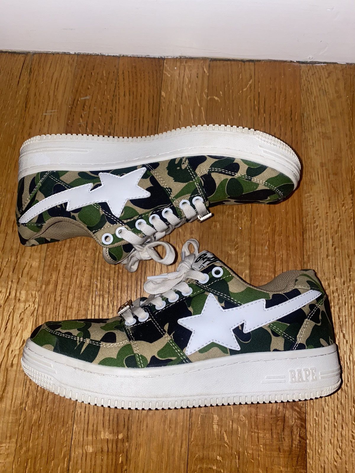 Bape A Bathing Ape Green Camo Bapesta’s Lows Size US 8.5 / EU 41-42 - 3 Thumbnail