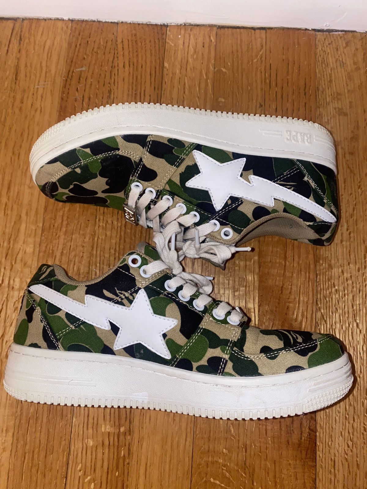 Bape A Bathing Ape Green Camo Bapesta’s Lows Size US 8.5 / EU 41-42 - 2 Thumbnail