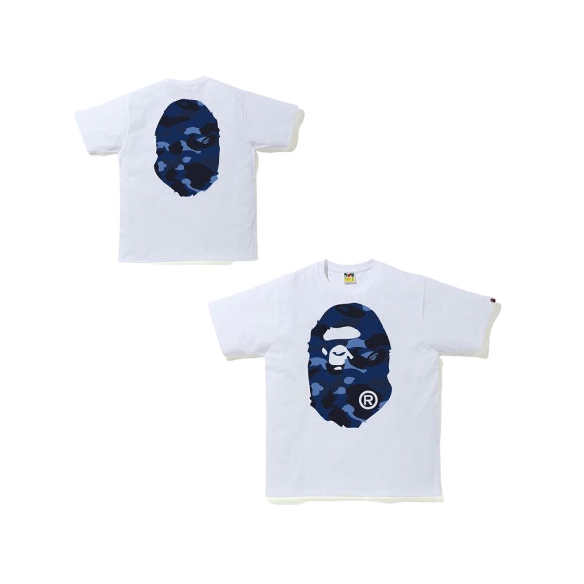 Image of Bape Color Camo Big Ape Head T-Shirt White/navy, Men's (Size XL)