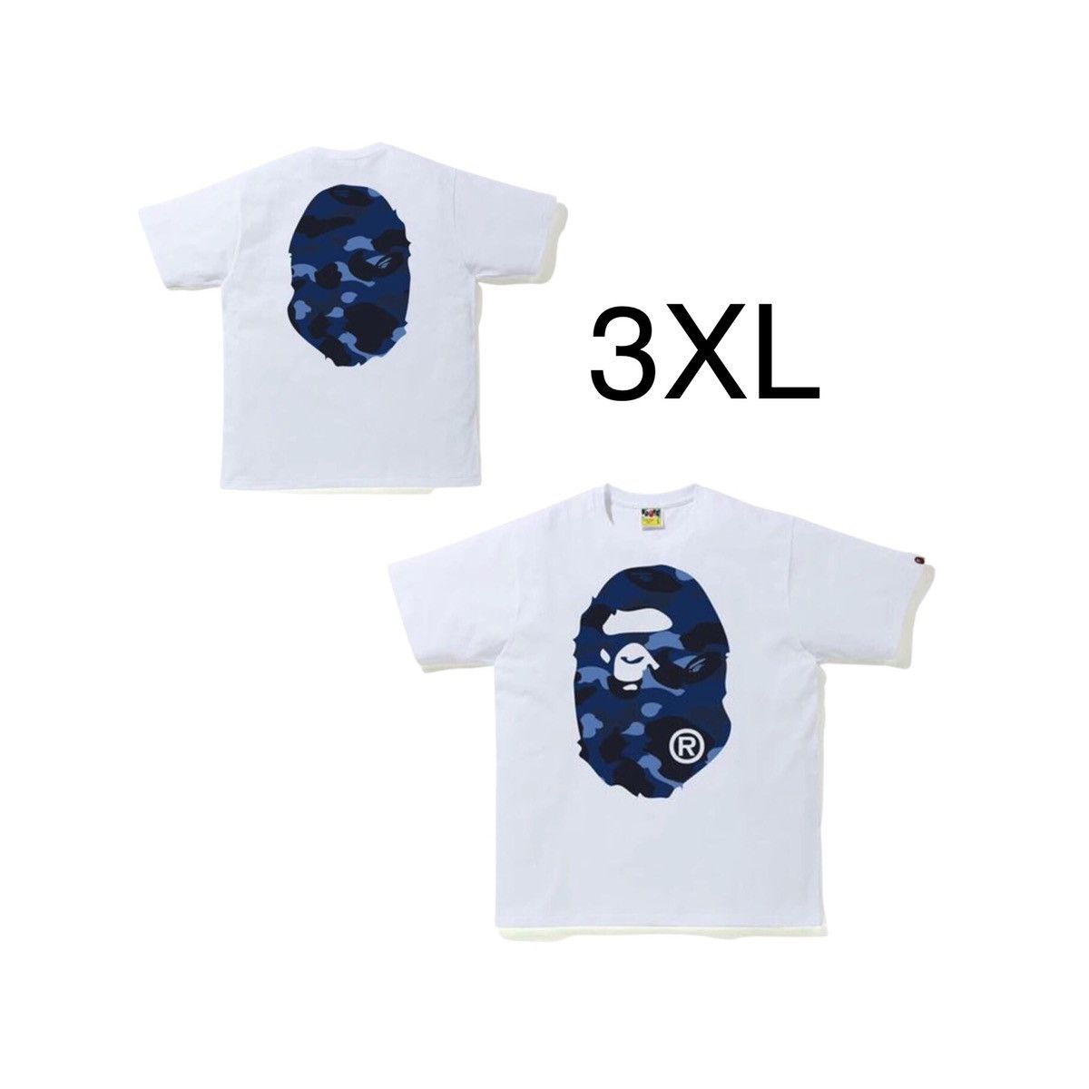 Image of (3Xl)Bape Color Camo Big Ape Head T-Shirt White/navy, Men's (Size 2XL)