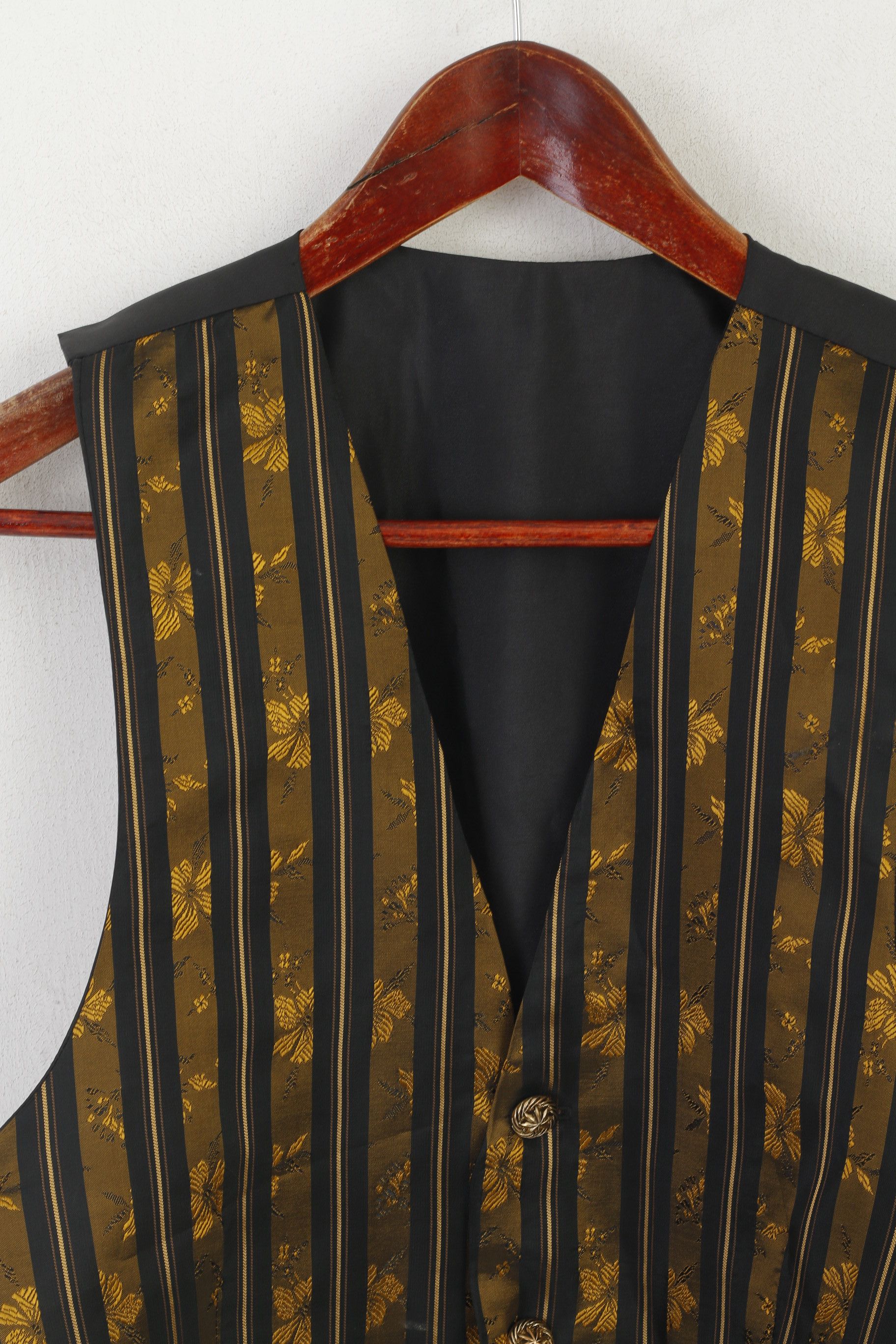 Vintage Vintage Men S Waistcoat Black Gold Striped 3012 Size 36R - 2 Thumbnail