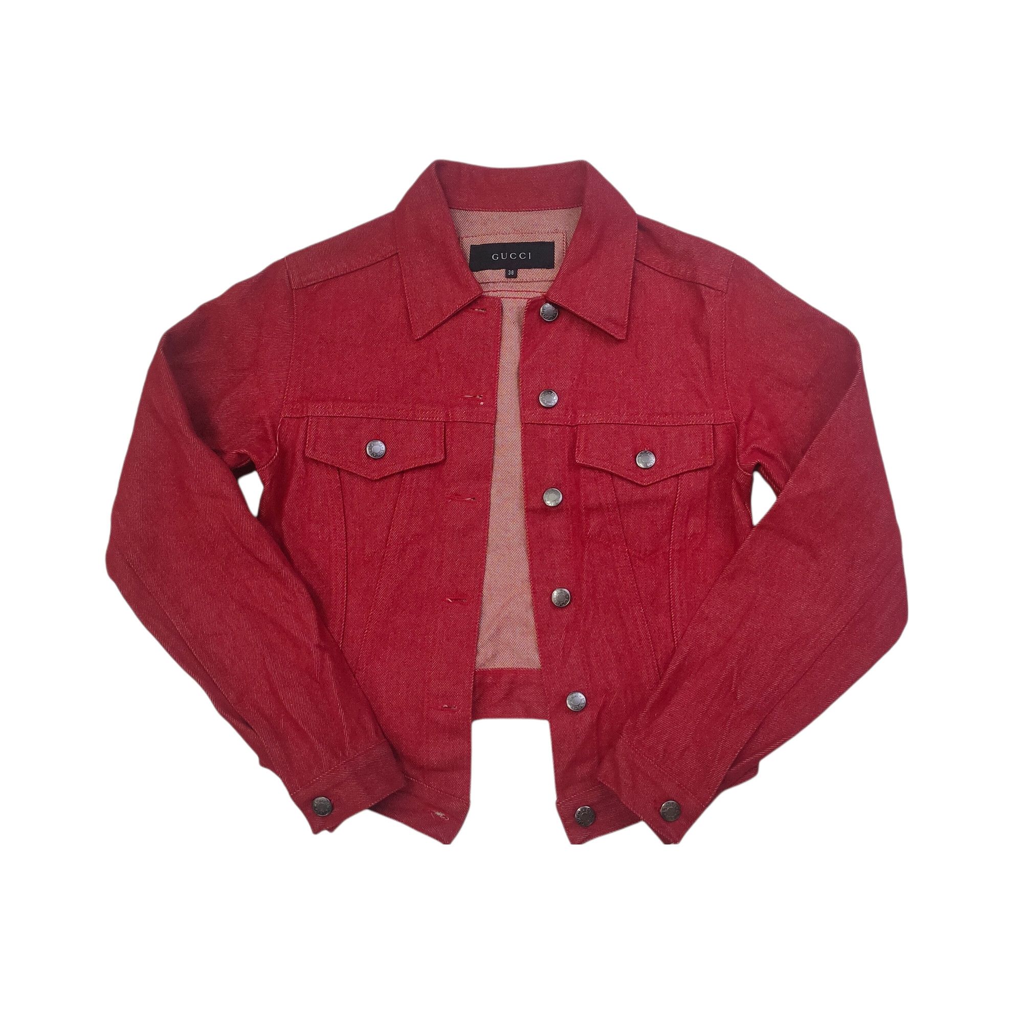 Gucci Gucci by Tom Ford 1999 Red Denim Jacket Size XS / US 0-2 / IT 36-38 - 1 Thumbnail