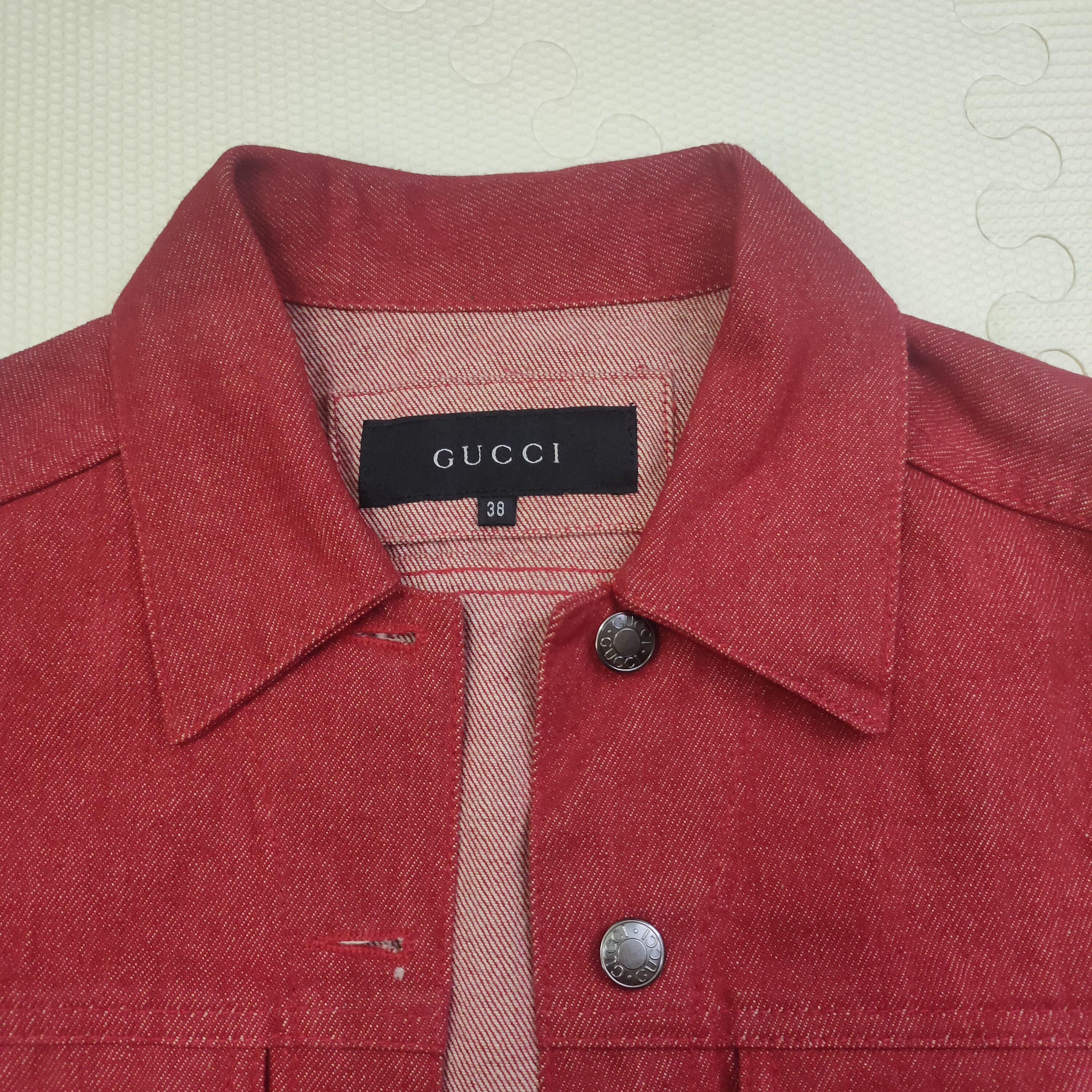 Gucci Gucci by Tom Ford 1999 Red Denim Jacket Size XS / US 0-2 / IT 36-38 - 4 Thumbnail