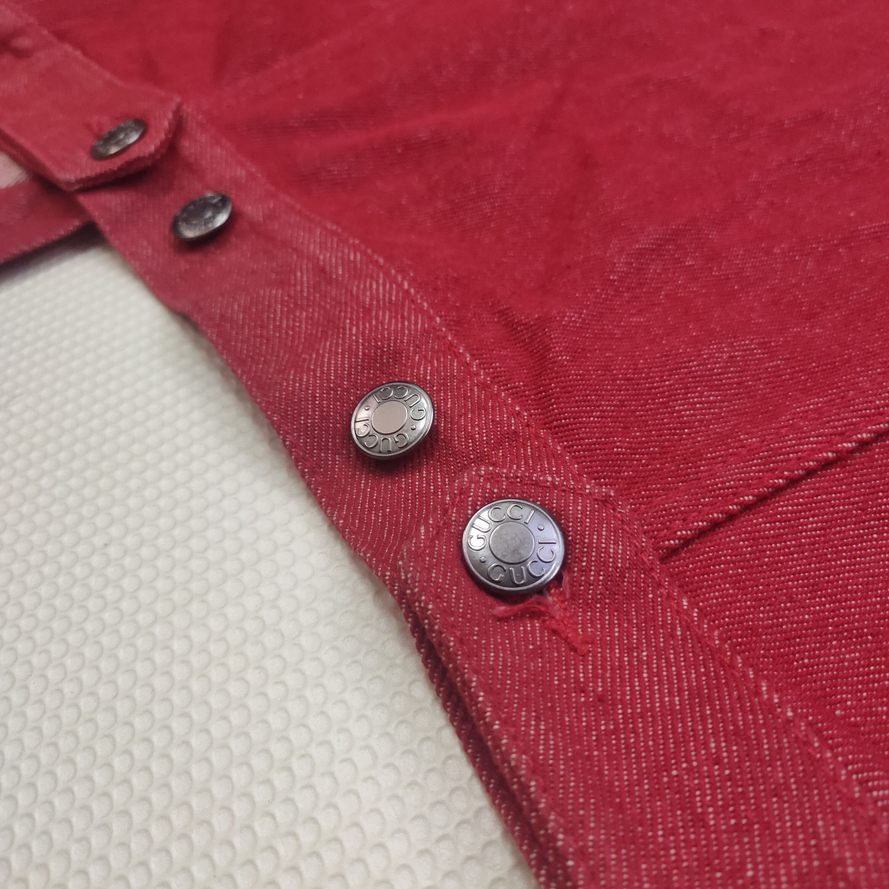 Gucci Gucci by Tom Ford 1999 Red Denim Jacket Size XS / US 0-2 / IT 36-38 - 10 Thumbnail