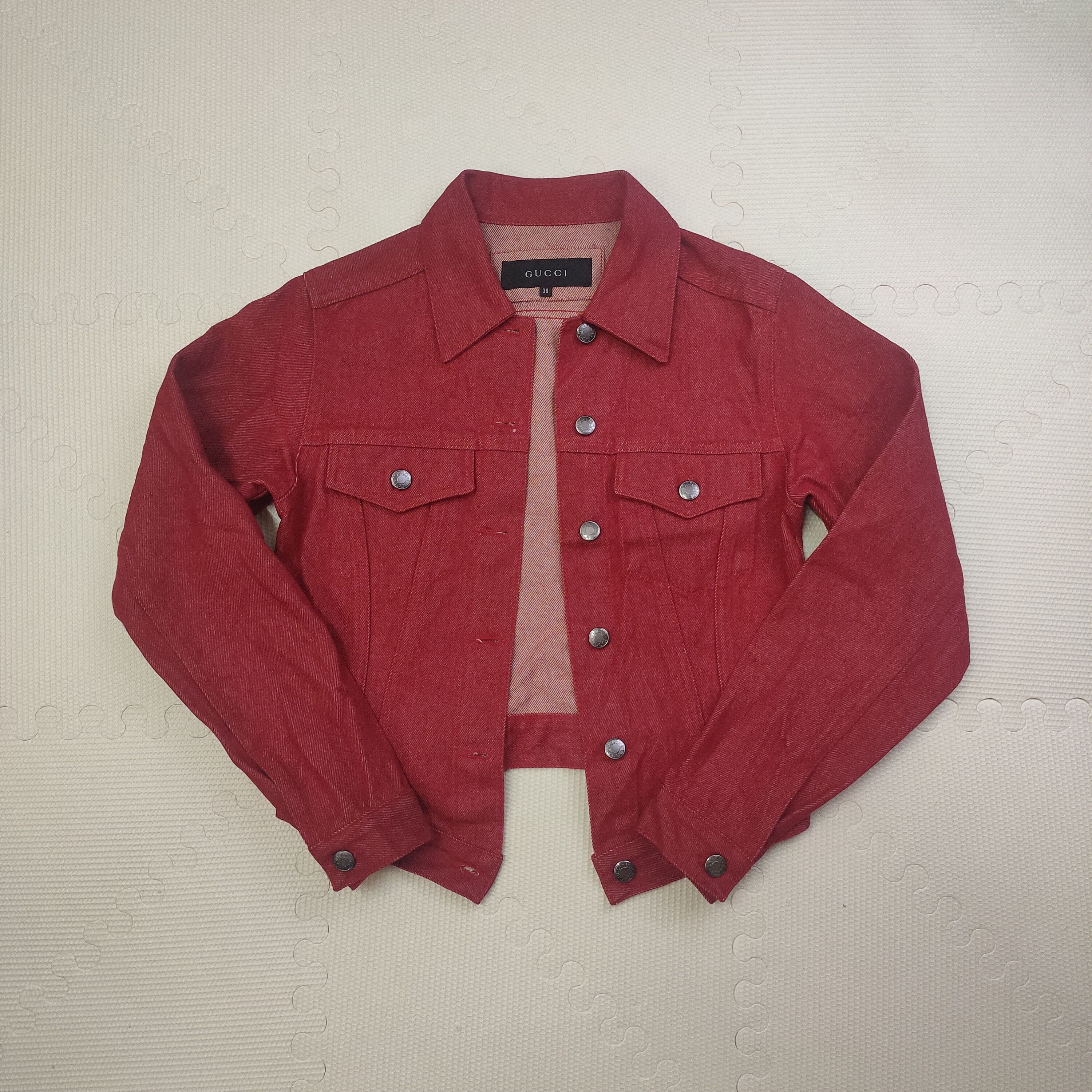Gucci Gucci by Tom Ford 1999 Red Denim Jacket Size XS / US 0-2 / IT 36-38 - 3 Thumbnail
