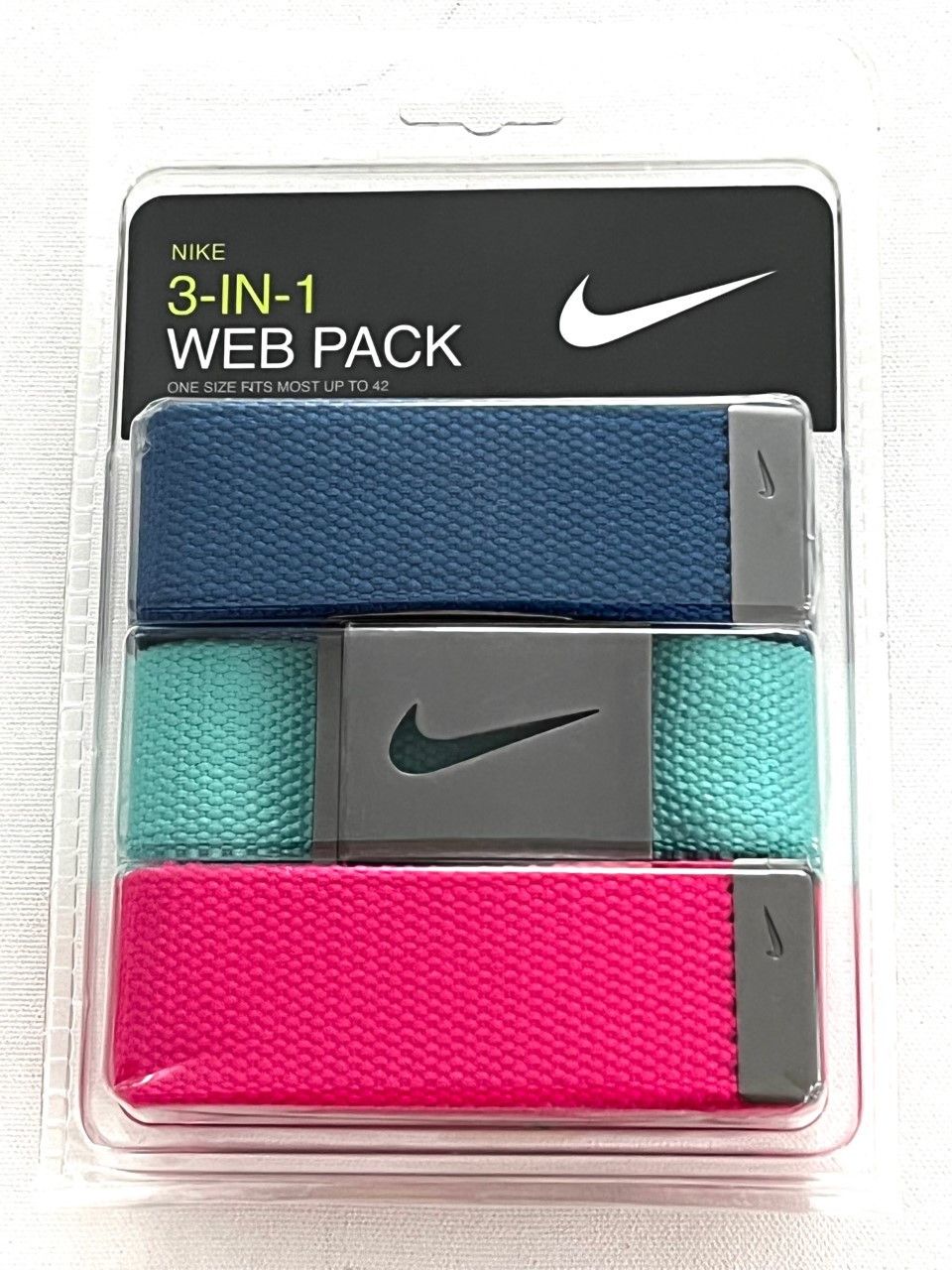 Nike in Web Pack Golf Belts Pink Blue Green
