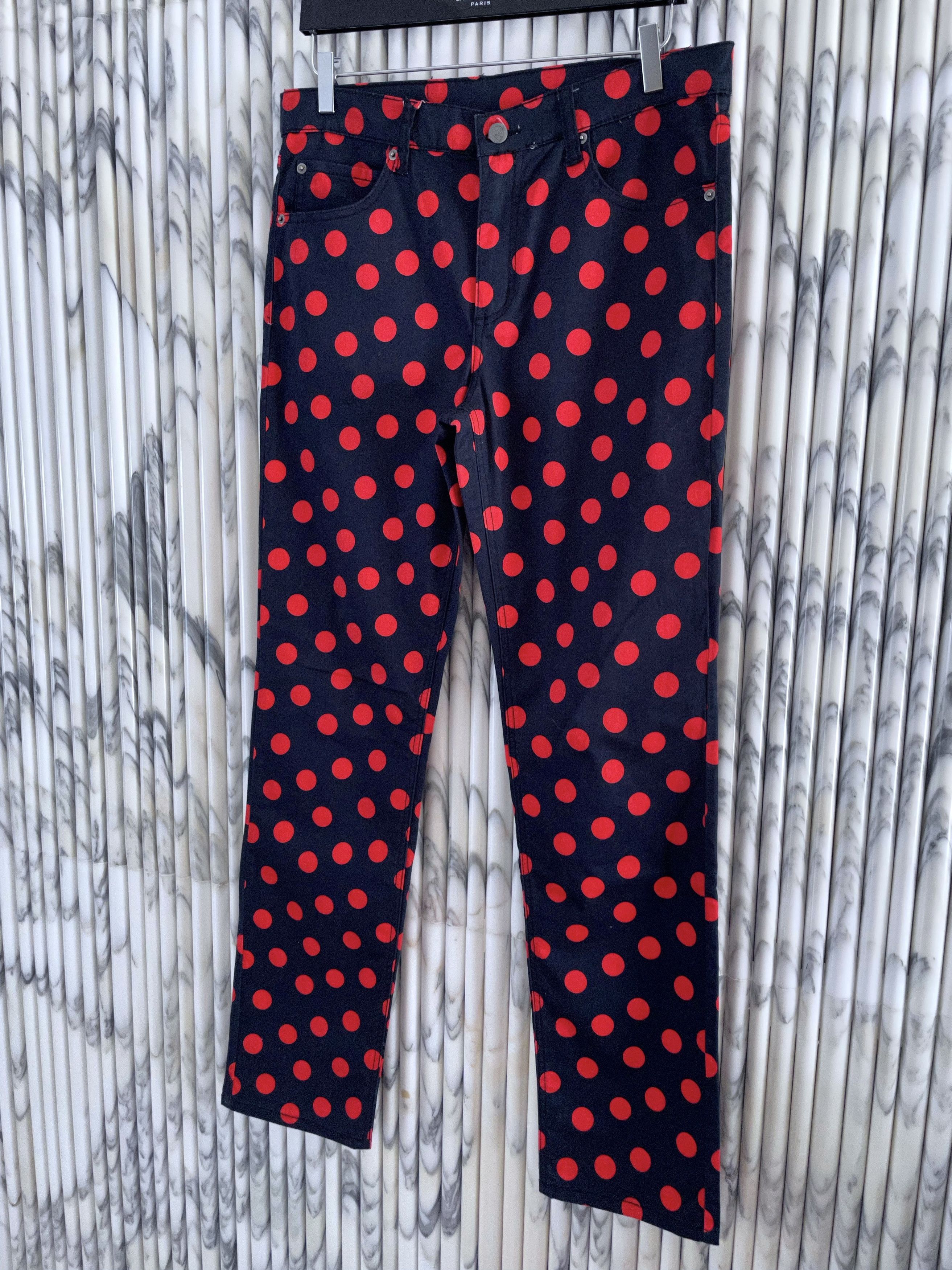 Cheap Monday RED POLKA DOT DARK BLUE SKINNY JEANS Size US 34 / EU 50 - 3 Thumbnail