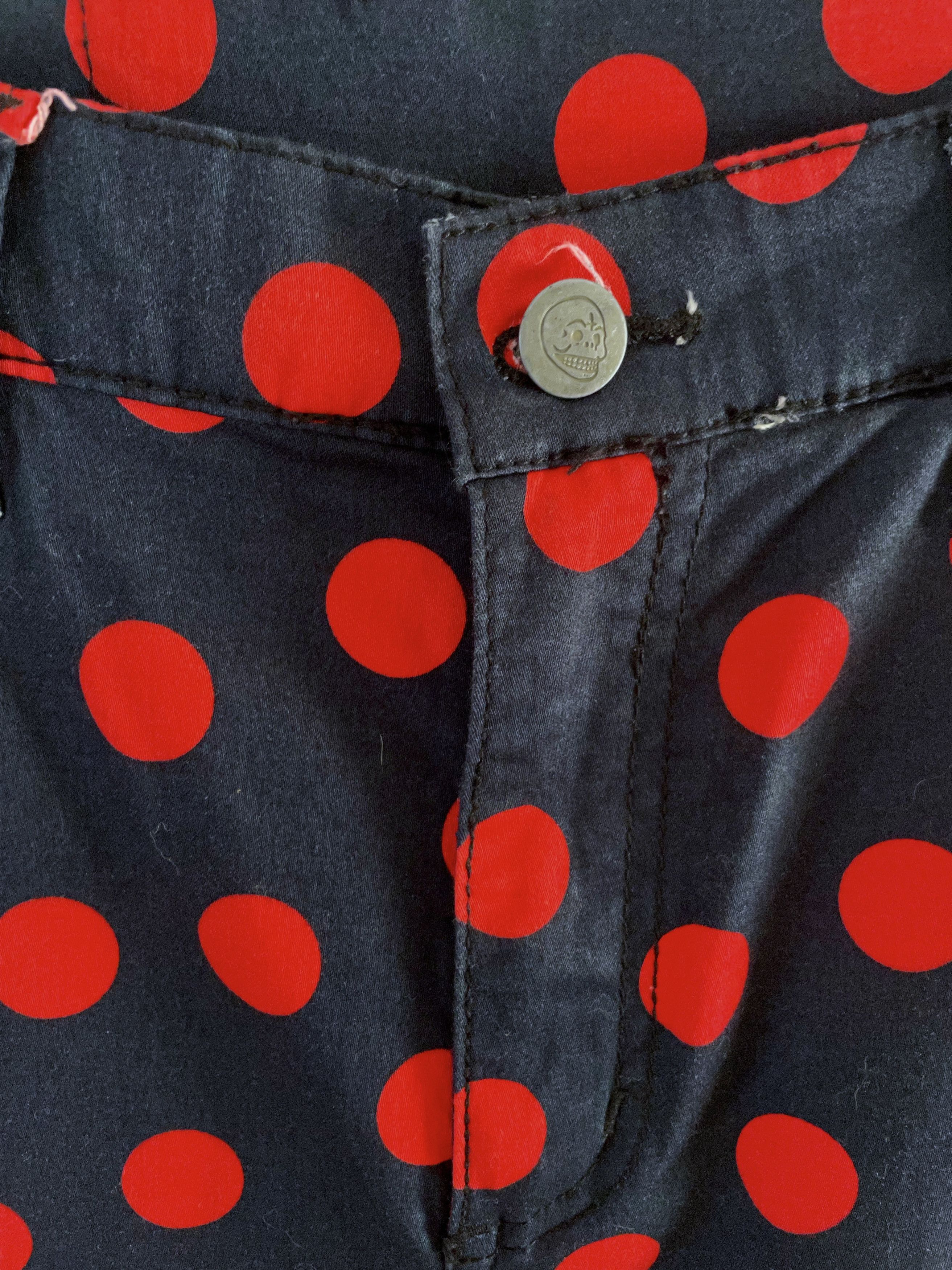 Cheap Monday RED POLKA DOT DARK BLUE SKINNY JEANS Size US 34 / EU 50 - 4 Thumbnail