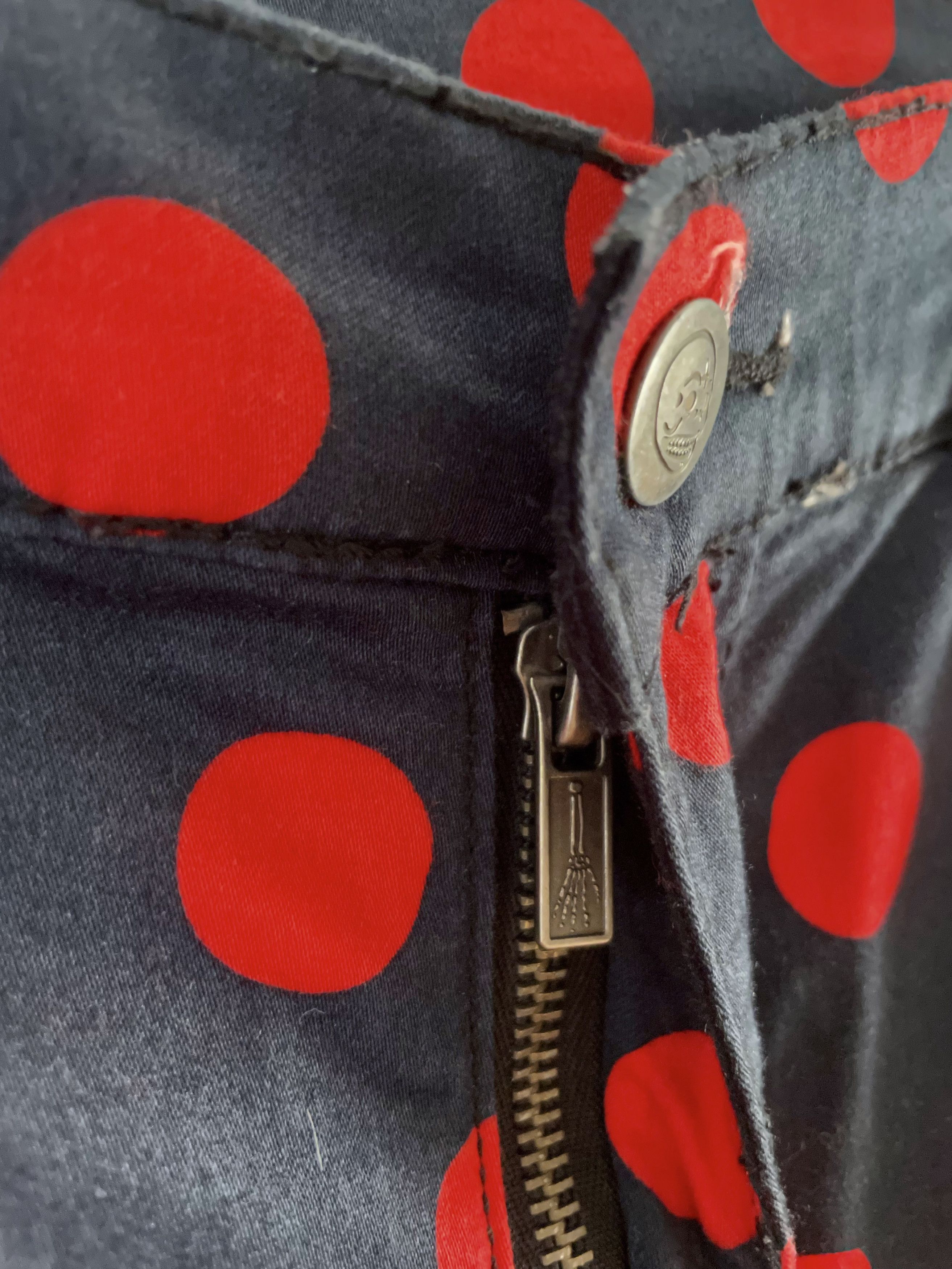 Cheap Monday RED POLKA DOT DARK BLUE SKINNY JEANS Size US 34 / EU 50 - 5 Thumbnail