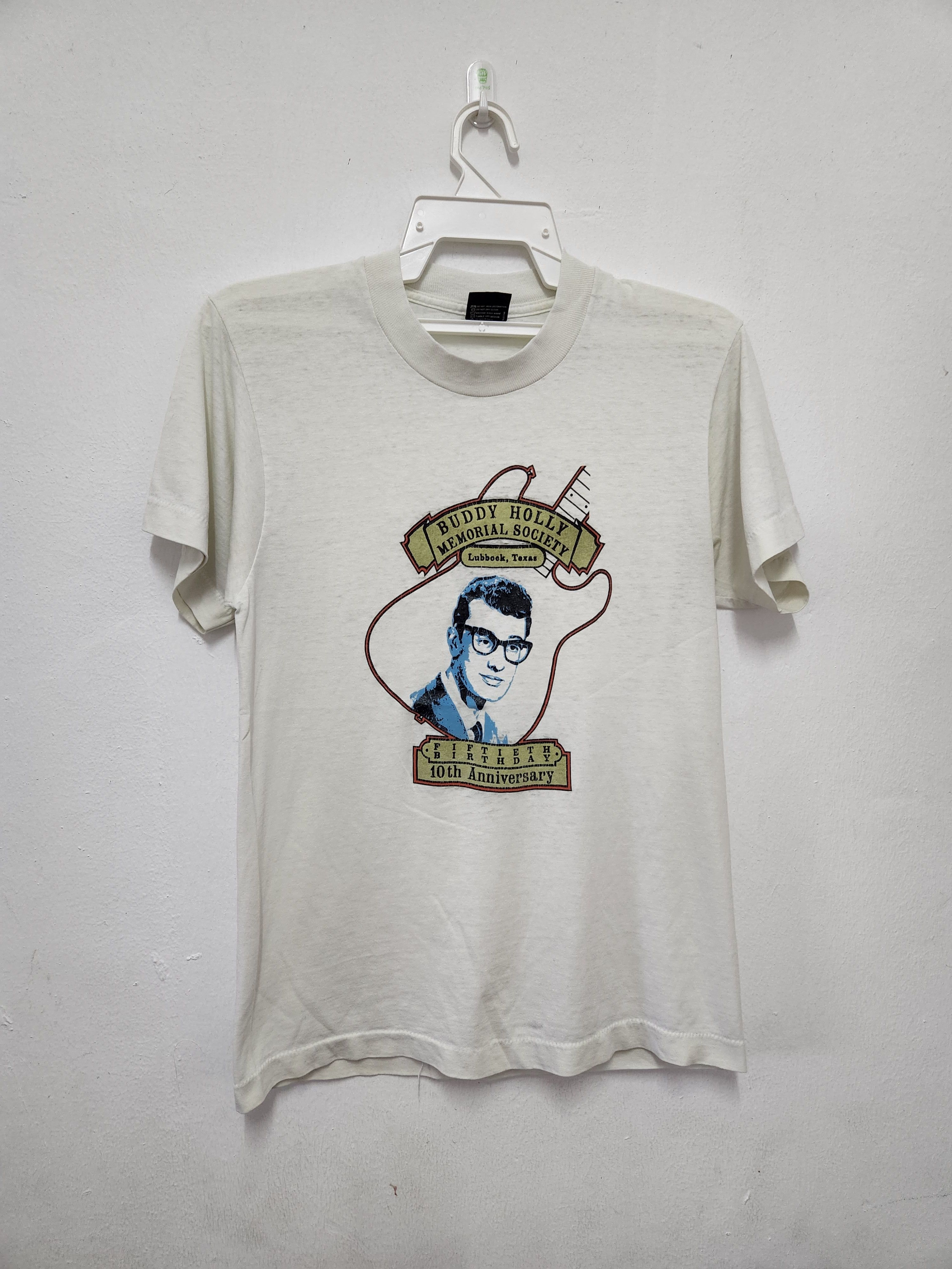 image of Band Tees x Vintage 90's Buddy Holly in White, Men's (Size Medium)