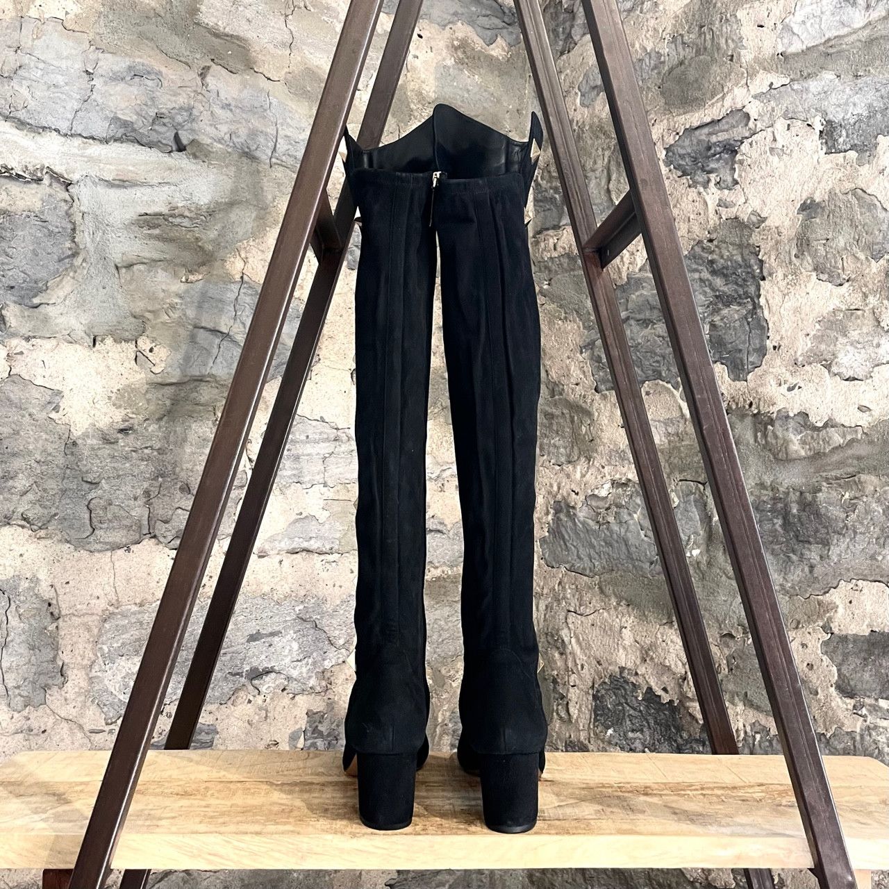Valentino Valentino Black Suede Studded Over-the-Knee Boots Size US 10.5 / IT 40.5 - 4 Thumbnail