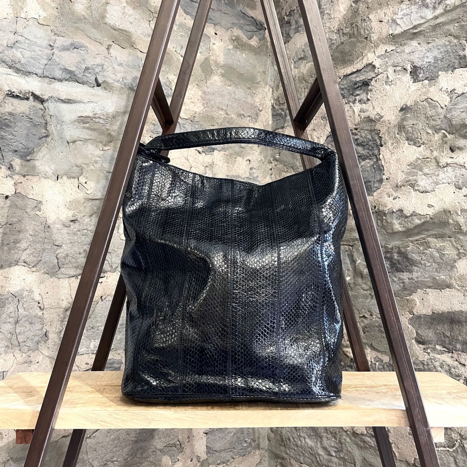 Jil Sander Jil Sander Black Extra Large Snakeskin Hobo Bag Size ONE SIZE - 5 Thumbnail