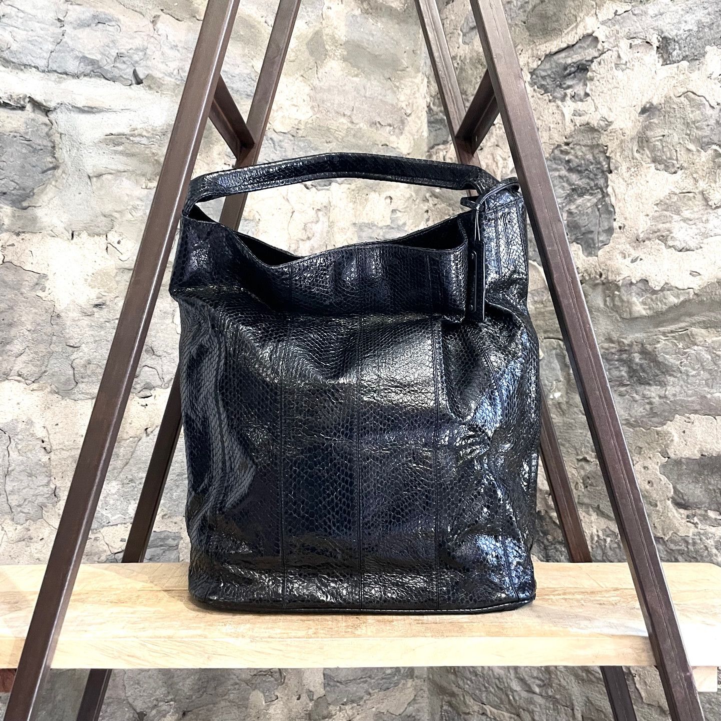 Jil Sander Jil Sander Black Extra Large Snakeskin Hobo Bag Size ONE SIZE - 3 Thumbnail