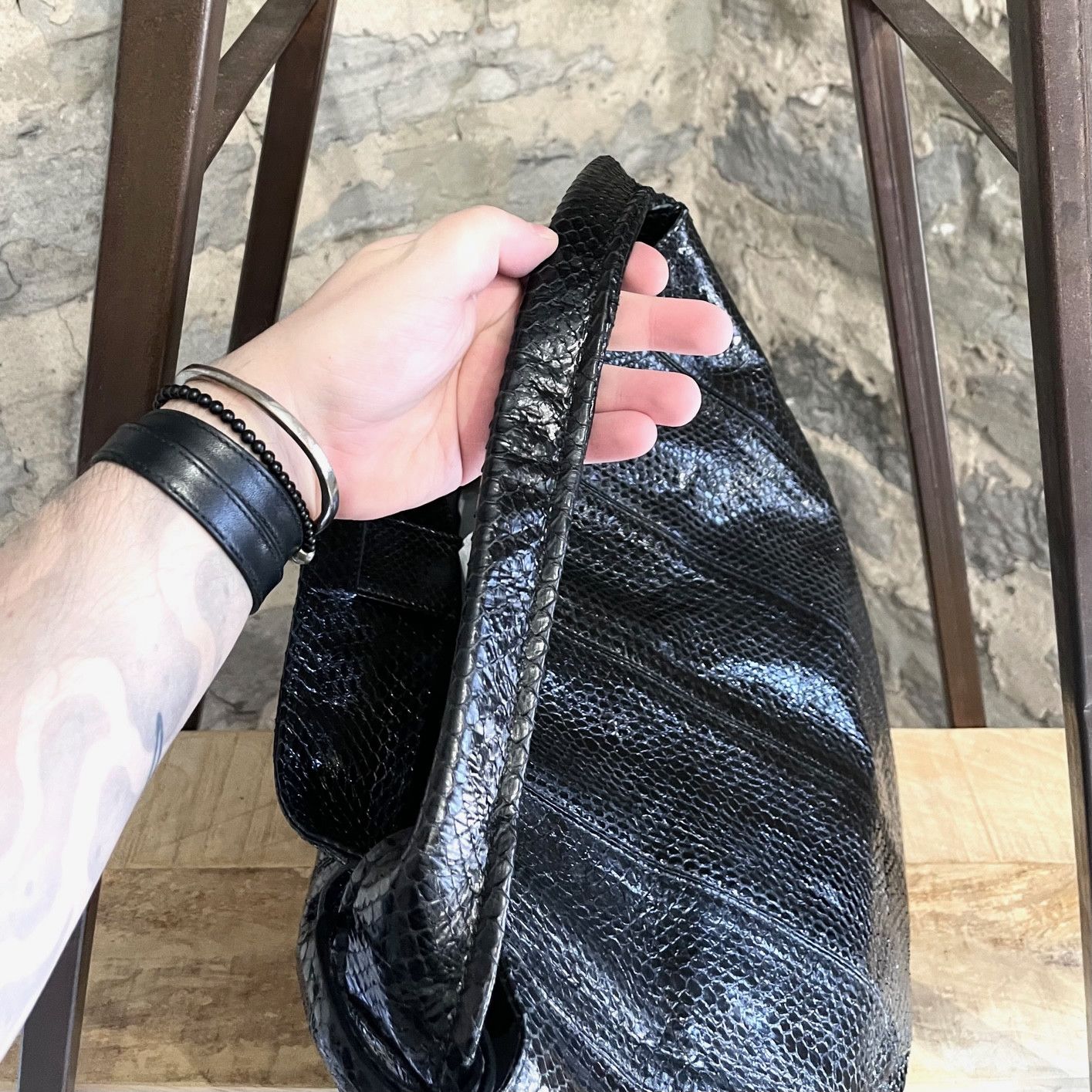 Jil Sander Jil Sander Black Extra Large Snakeskin Hobo Bag Size ONE SIZE - 11 Thumbnail