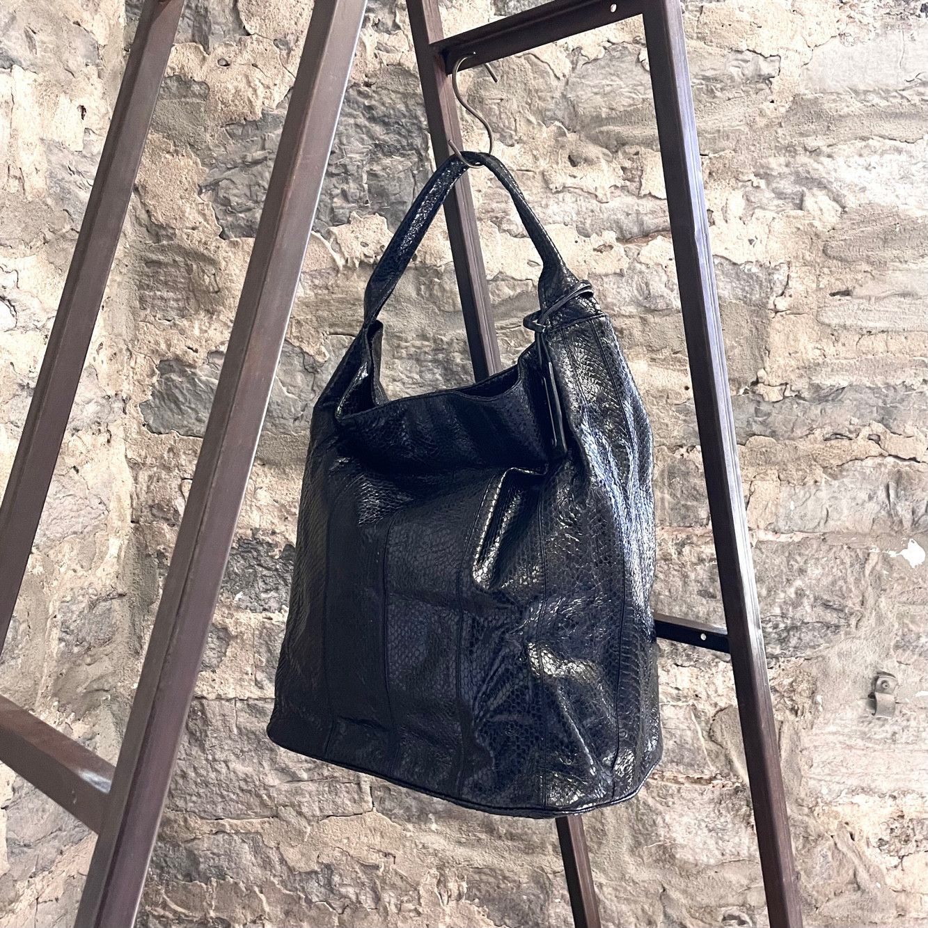 Jil Sander Jil Sander Black Extra Large Snakeskin Hobo Bag Size ONE SIZE - 1 Thumbnail