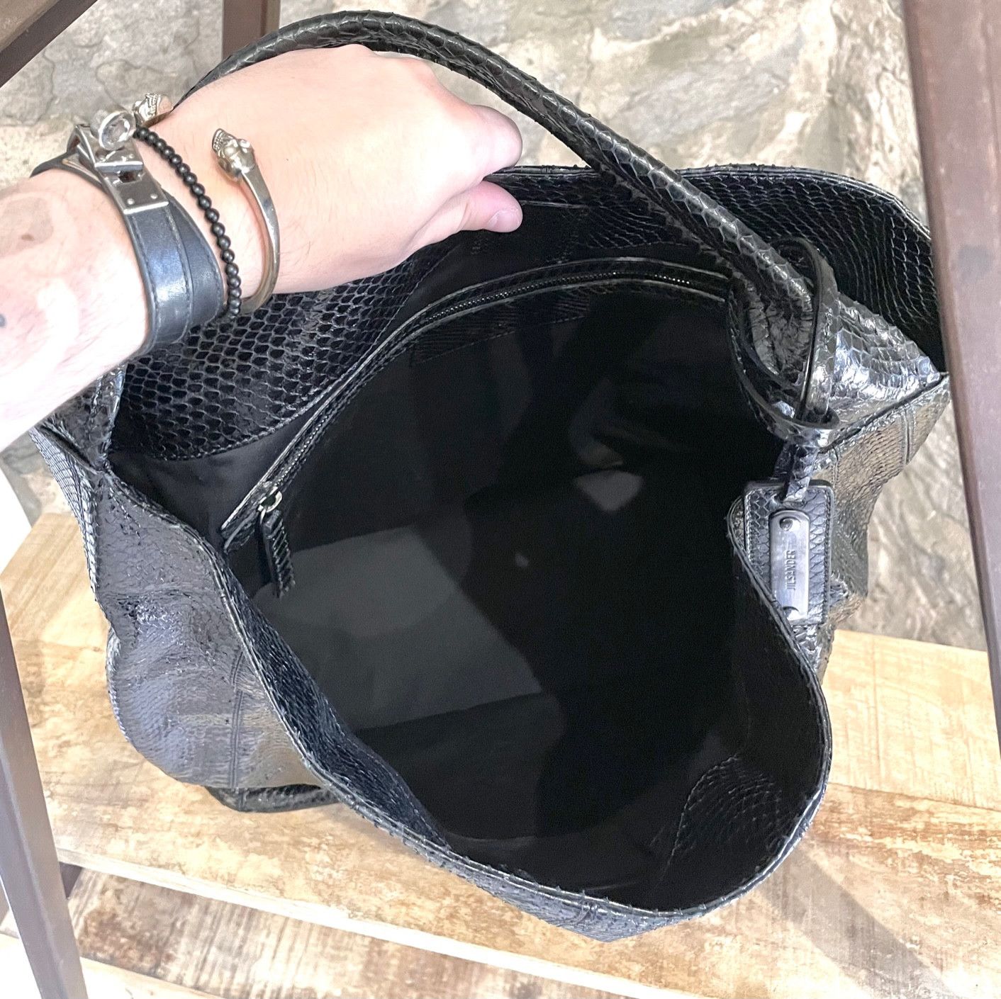 Jil Sander Jil Sander Black Extra Large Snakeskin Hobo Bag Size ONE SIZE - 8 Thumbnail