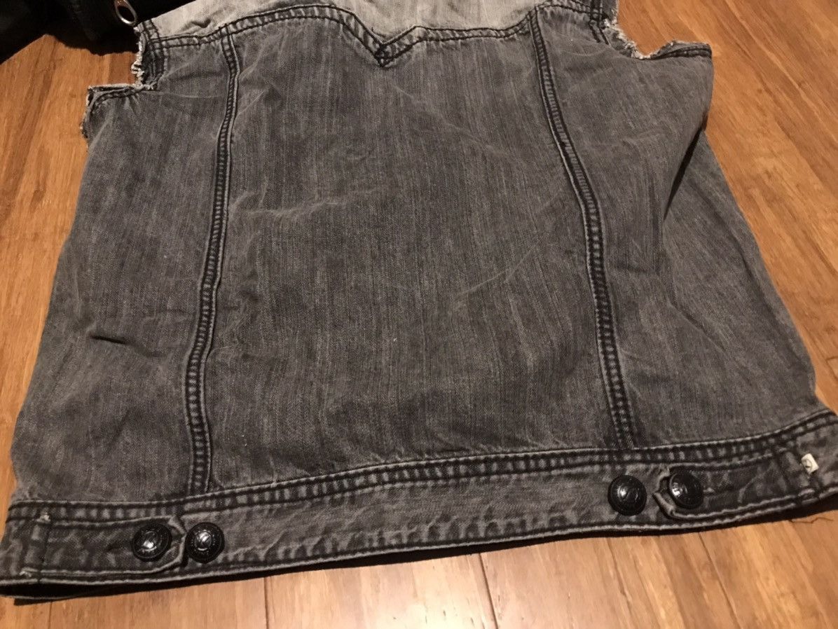Vintage Rivet de Cru Jean Denim Jacket Sleeveless Distressed Biker Size US XL / EU 56 / 4 - 9 Thumbnail