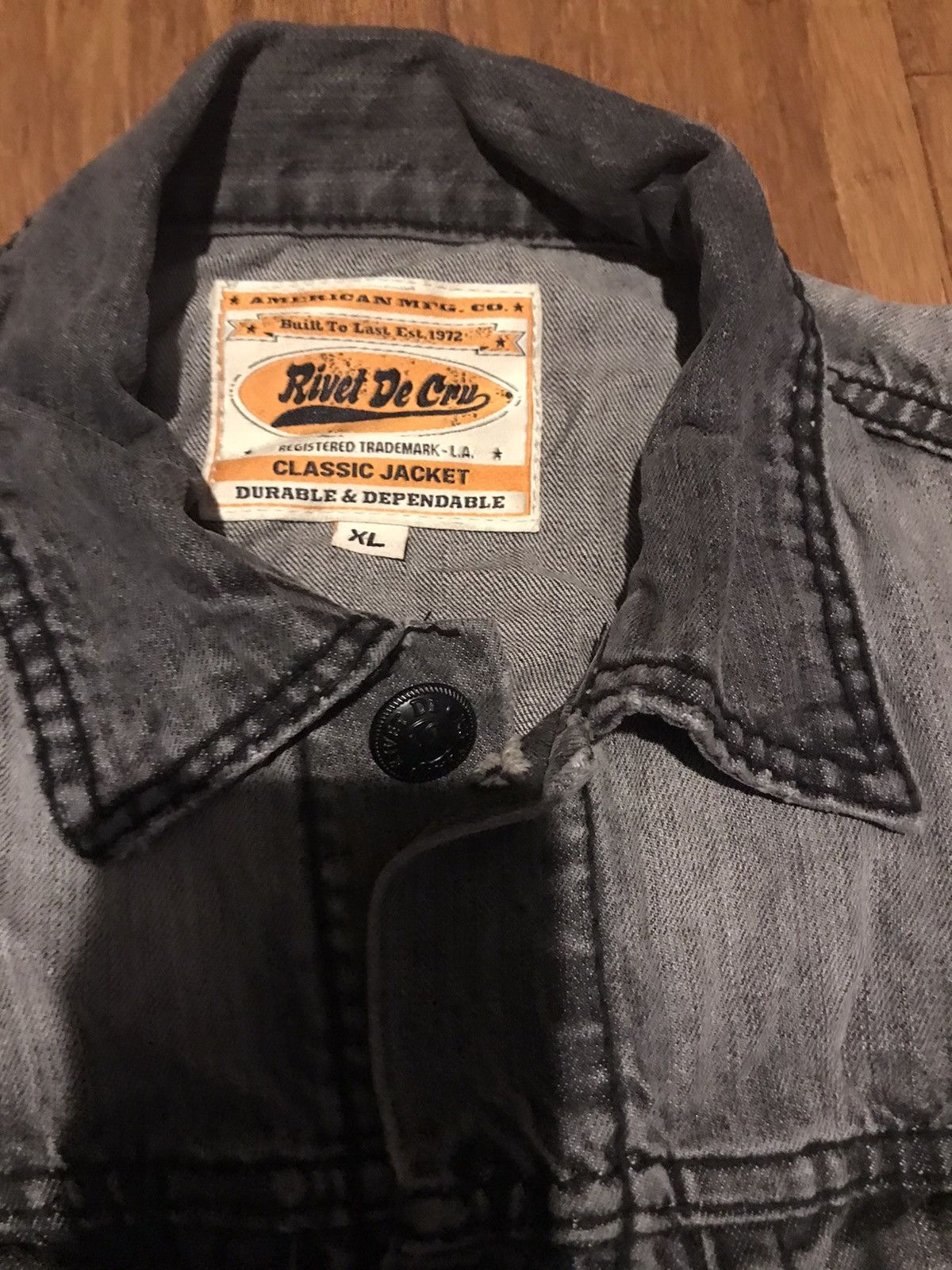 Vintage Rivet de Cru Jean Denim Jacket Sleeveless Distressed Biker Size US XL / EU 56 / 4 - 7 Thumbnail