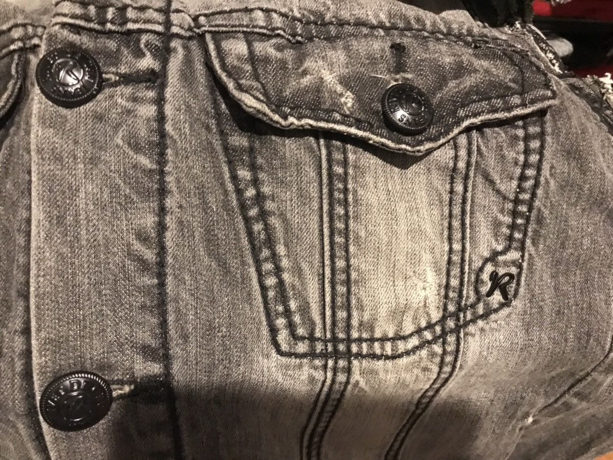 Vintage Rivet de Cru Jean Denim Jacket Sleeveless Distressed Biker Size US XL / EU 56 / 4 - 14 Thumbnail