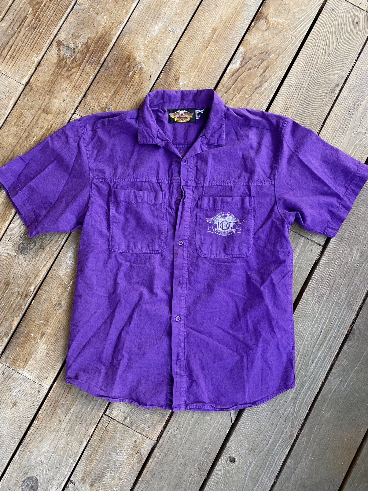 Harley Davidson × Vintage 1994 Harley Davidson Button-Up Short Sleeve Work Shirt Size US M / EU 48-50 / 2 - 1 Thumbnail