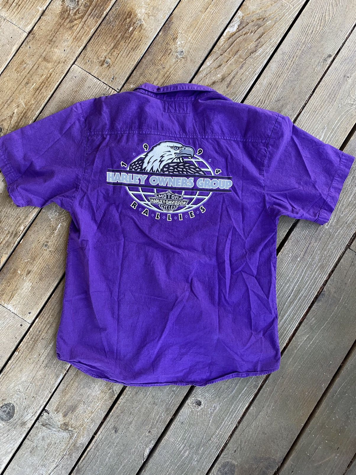 Harley Davidson × Vintage 1994 Harley Davidson Button-Up Short Sleeve Work Shirt Size US M / EU 48-50 / 2 - 2 Thumbnail