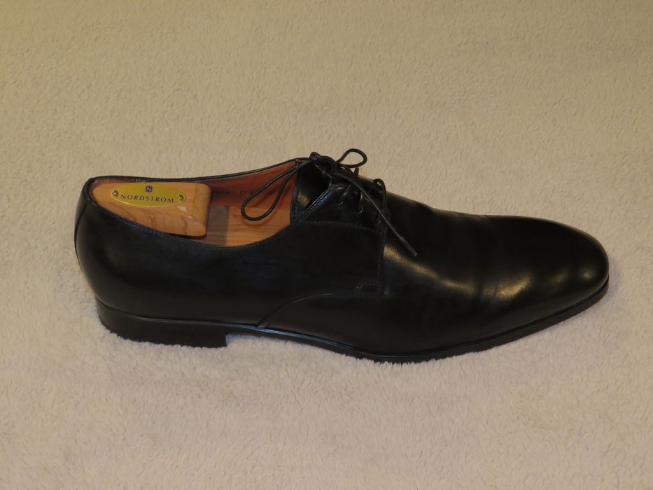 Santoni Men's Recent Polished Black Leather Derby Shoe Size 12D | Grailed