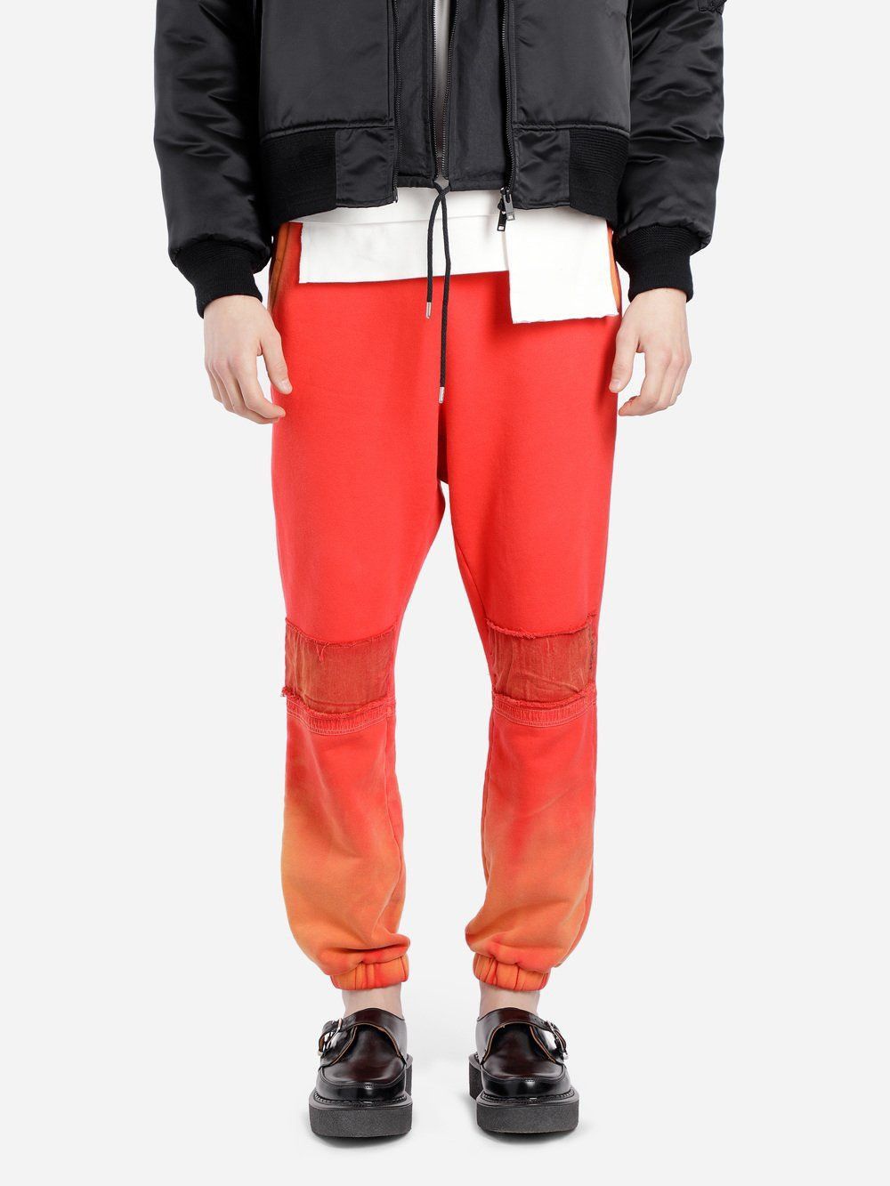 NEW AMBUSH BLEACHED ORANGE DISTRESSED PATCHWORK JOGGERS S1