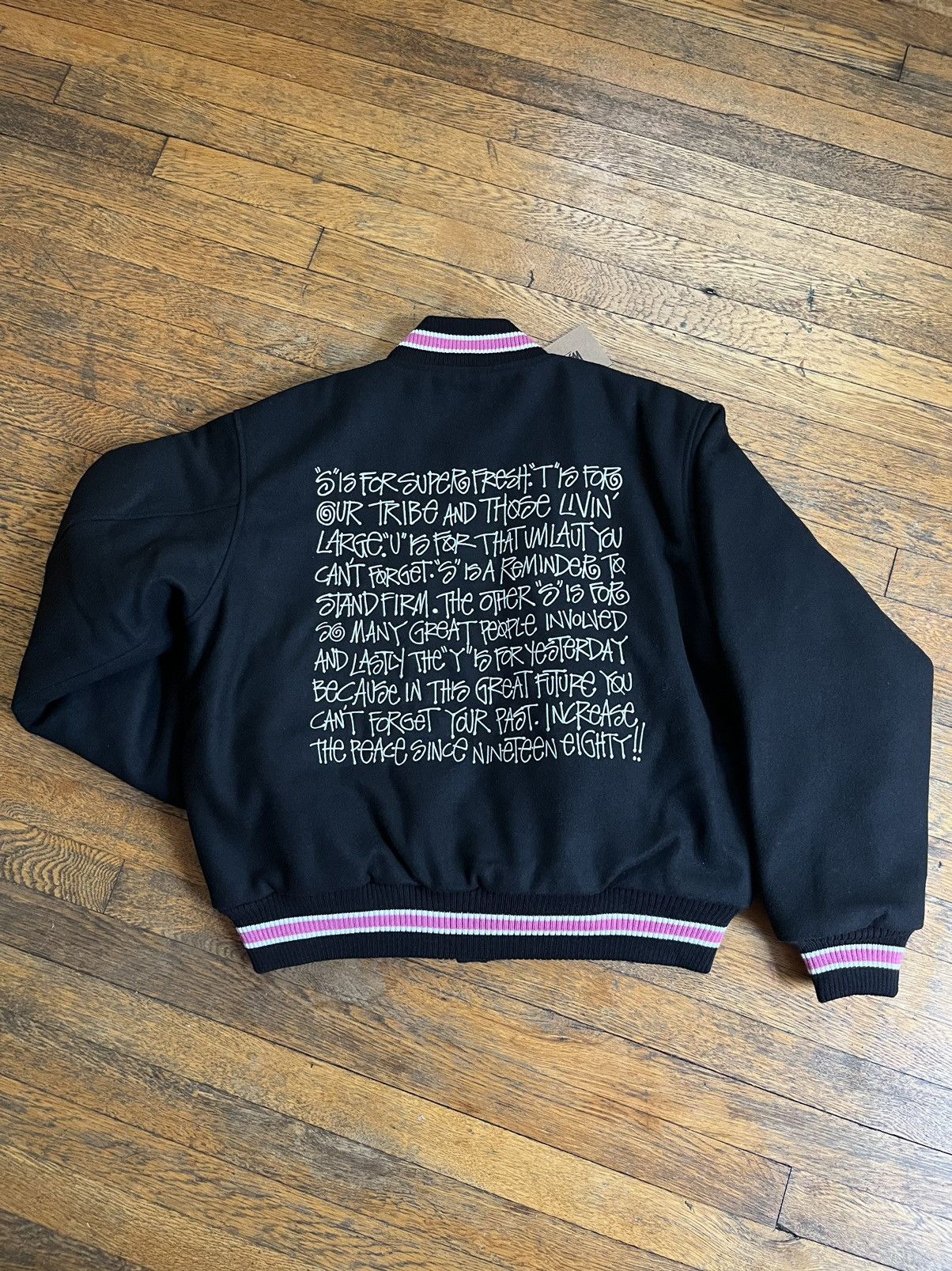 STUSSY S TALK MELTON VARSITY JACKET M ブルゾン 代引無料 - 通販