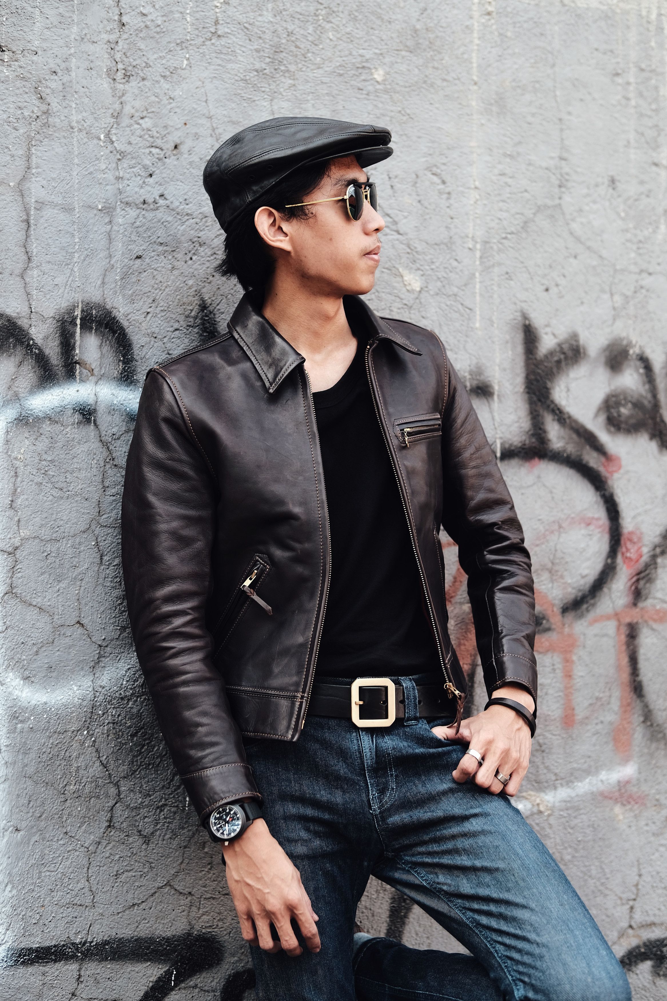 The Flat Head The Flat Head Caferacer Horsehide Leather Jacket Original
