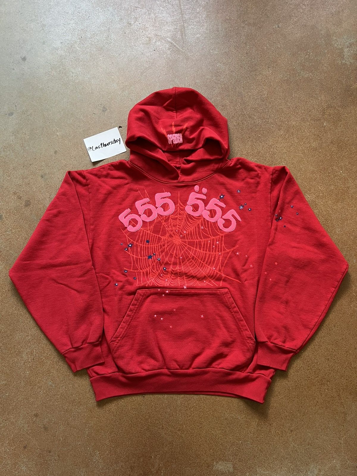Sp5der × Young Thug Spider Worldwide Angel Number 555 Hoodie Red 