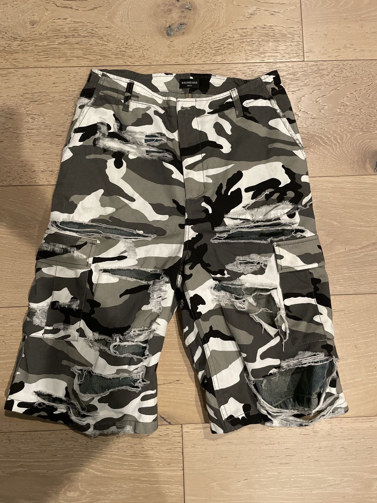 Balenciaga Balenciaga distressed camo shorts | Grailed