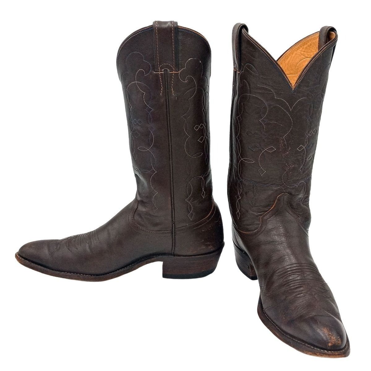 Justin Boots Justin Cowboy Boots Brown Leather 10.5 A Extra Narrow