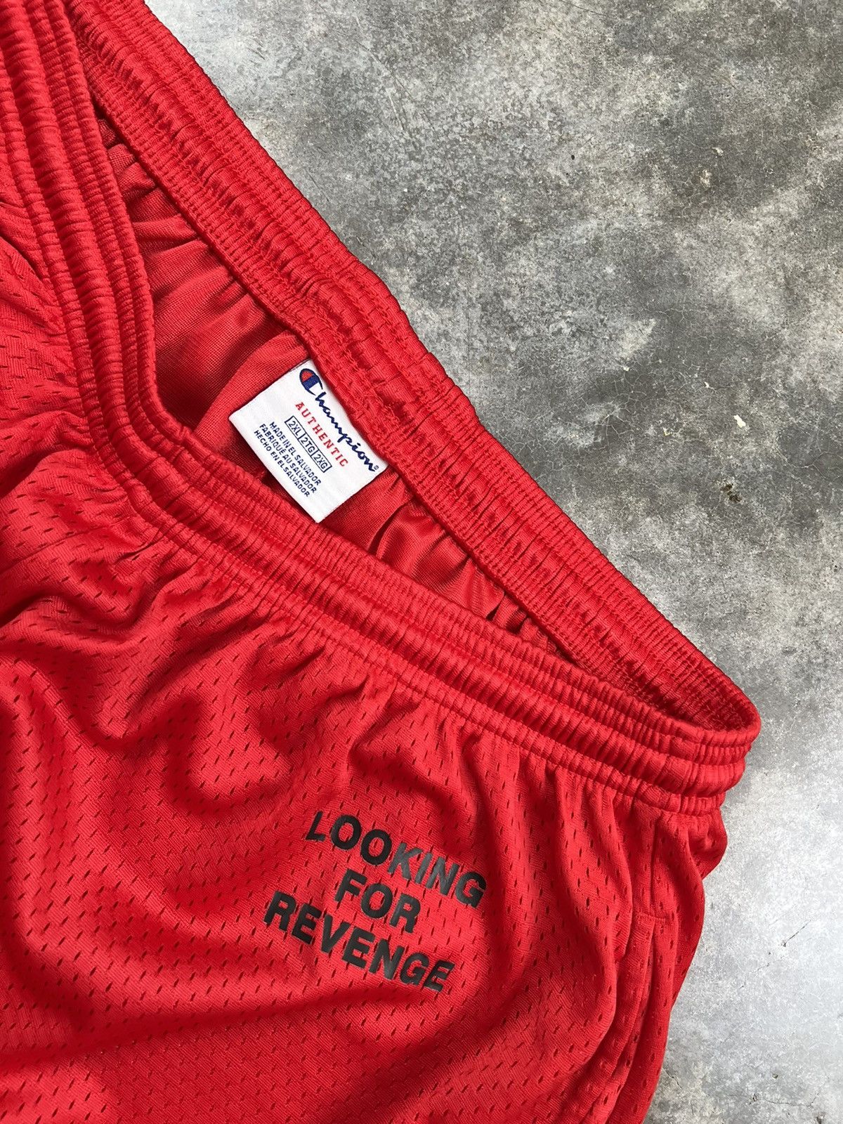 Champion × Drake × October's Very Own Drake Looking For Revenge Tour Mesh Shorts Red 2XL / XXL Size US 38 / EU 54 - 2 Thumbnail