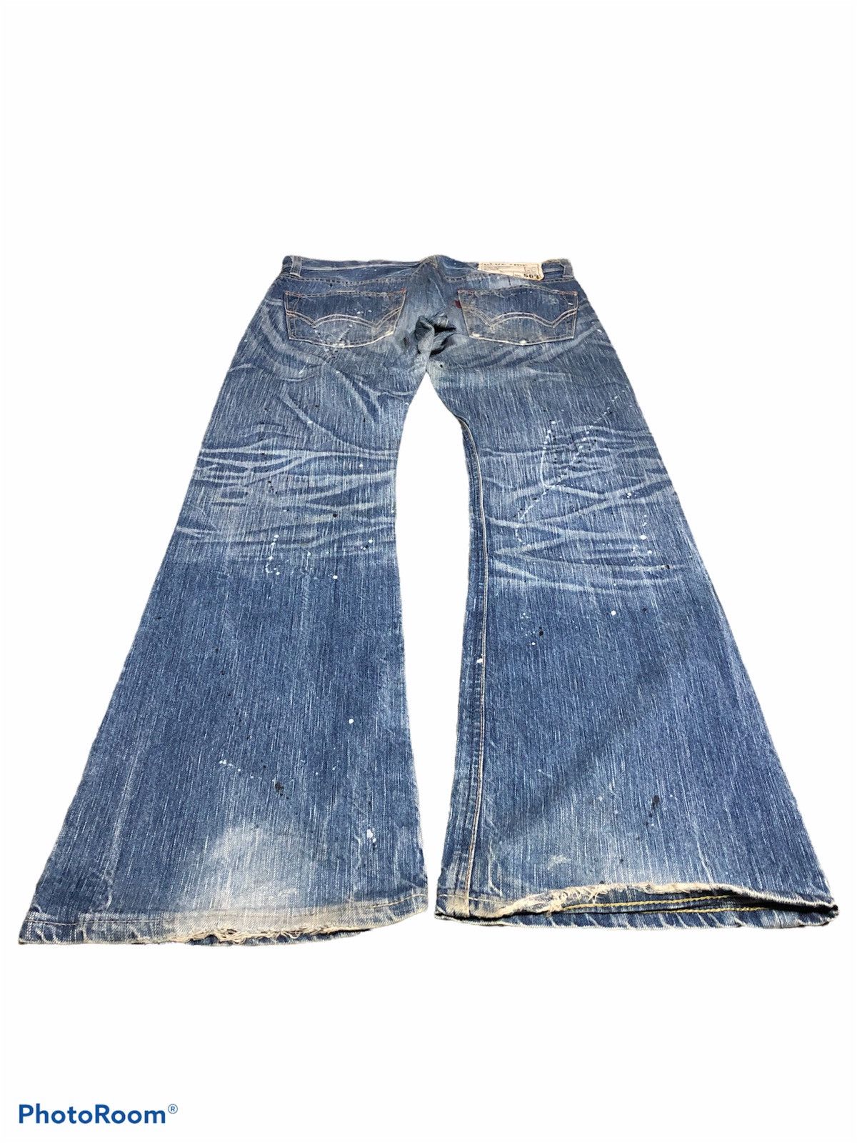 Edwin × Japanese Brand FLARE⚡️EDWIN DISTRESSED SPLATTER DENIM Size US 33 - 3 Thumbnail