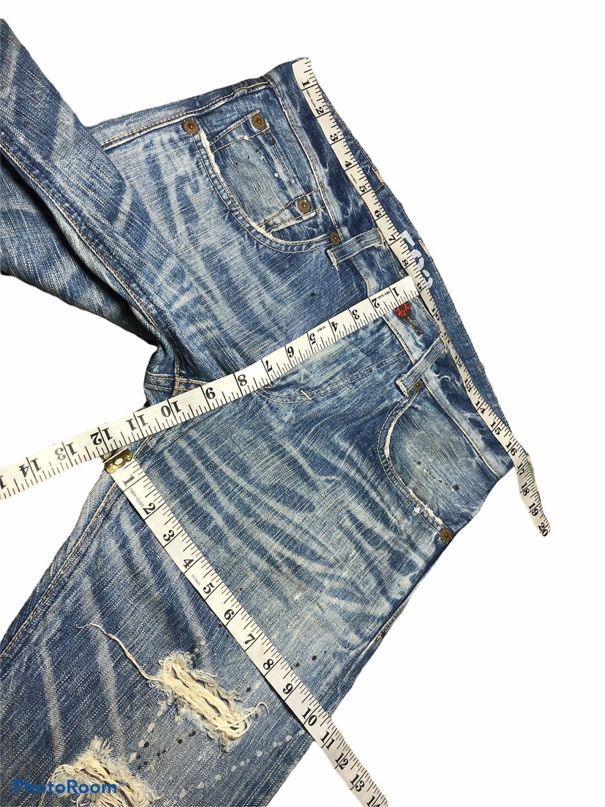 Edwin × Japanese Brand FLARE⚡️EDWIN DISTRESSED SPLATTER DENIM Size US 33 - 8 Thumbnail