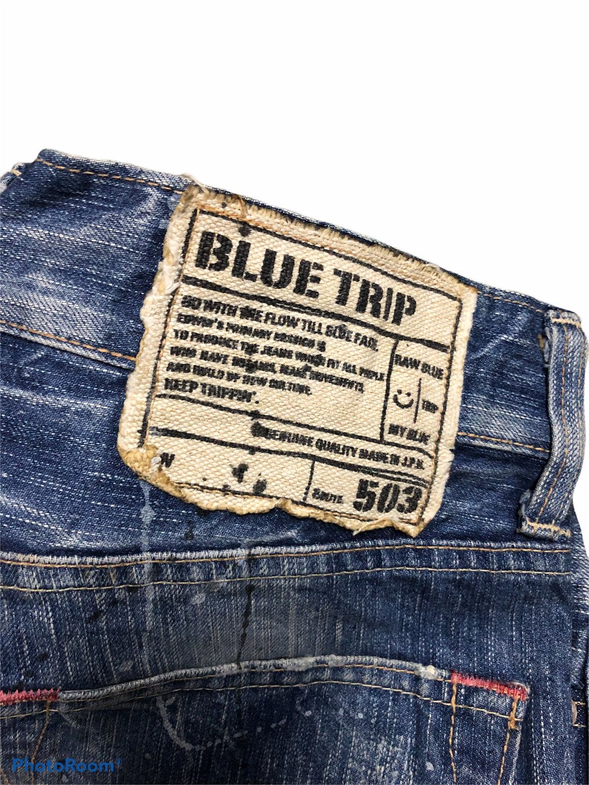 Edwin × Japanese Brand FLARE⚡️EDWIN DISTRESSED SPLATTER DENIM Size US 33 - 7 Thumbnail