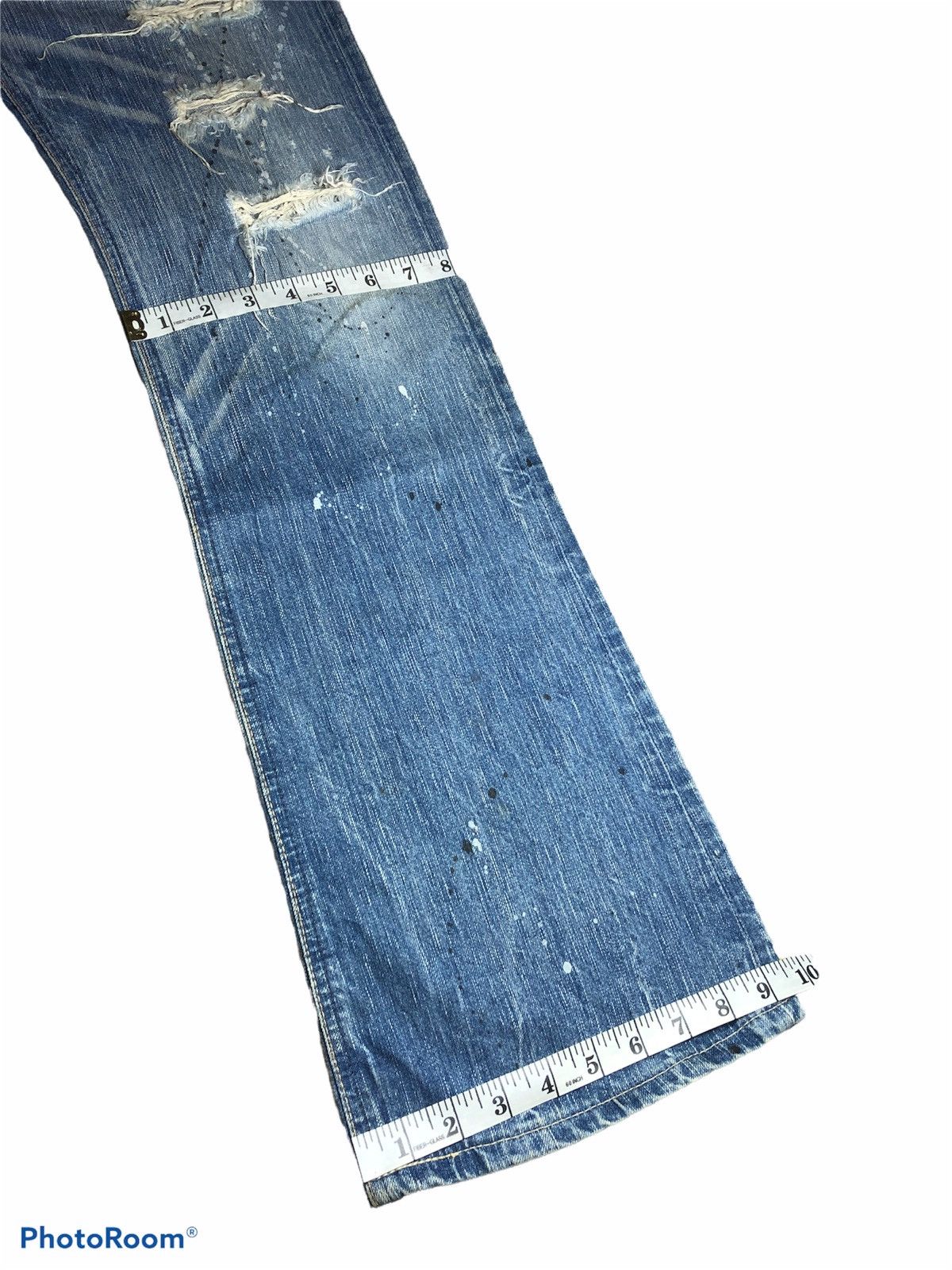 Edwin × Japanese Brand FLARE⚡️EDWIN DISTRESSED SPLATTER DENIM Size US 33 - 9 Thumbnail