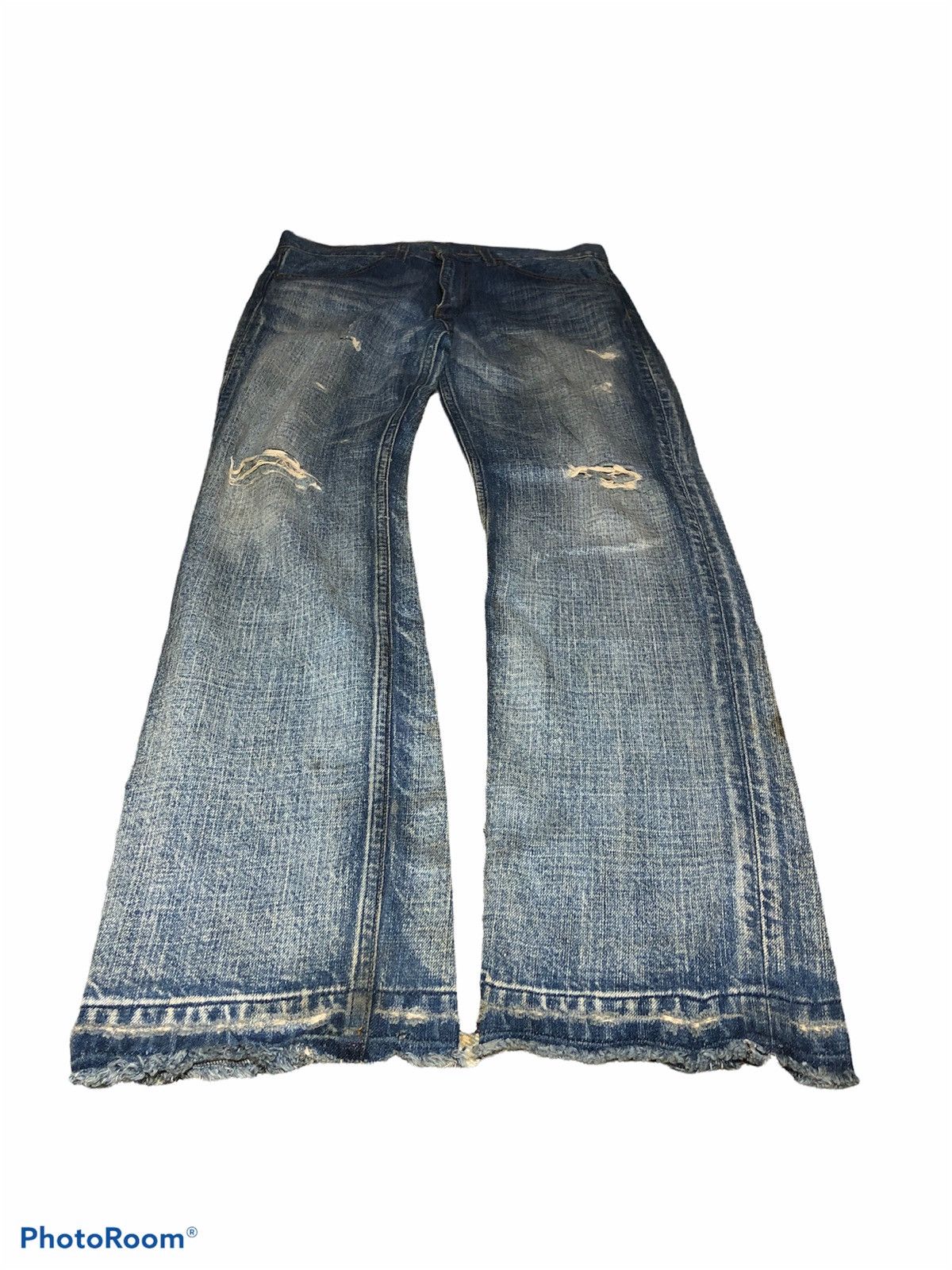 Levi's LEVIS 519 WASHED BLUE DISTRESSED DEMIM Size US 33 - 2 Thumbnail