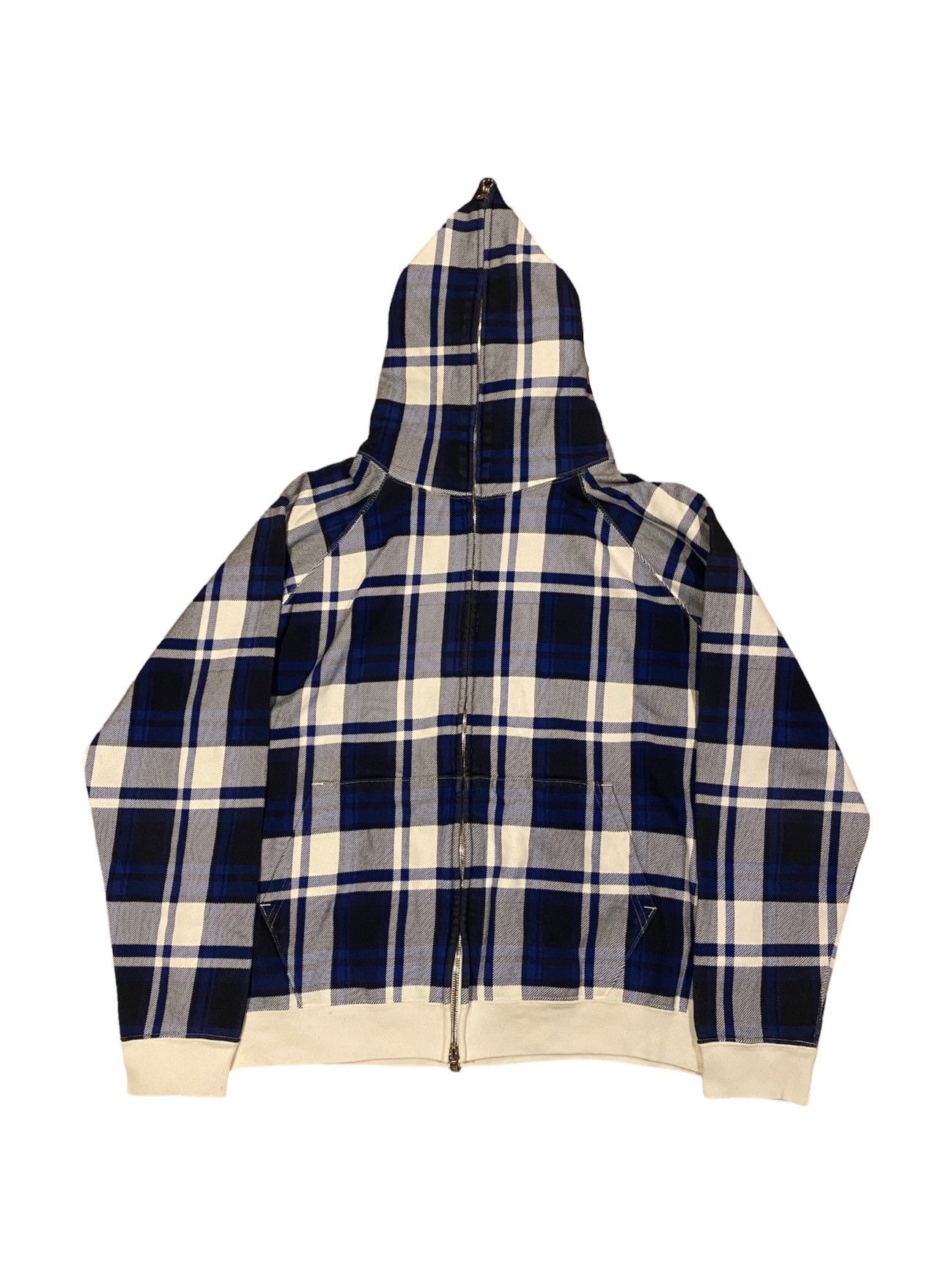 と*き様 00sBAPE PLAID FULL ZIP HOODIE DOUBL Bape Bape Blue Plaid Full-Zip Hoodie | Grailed