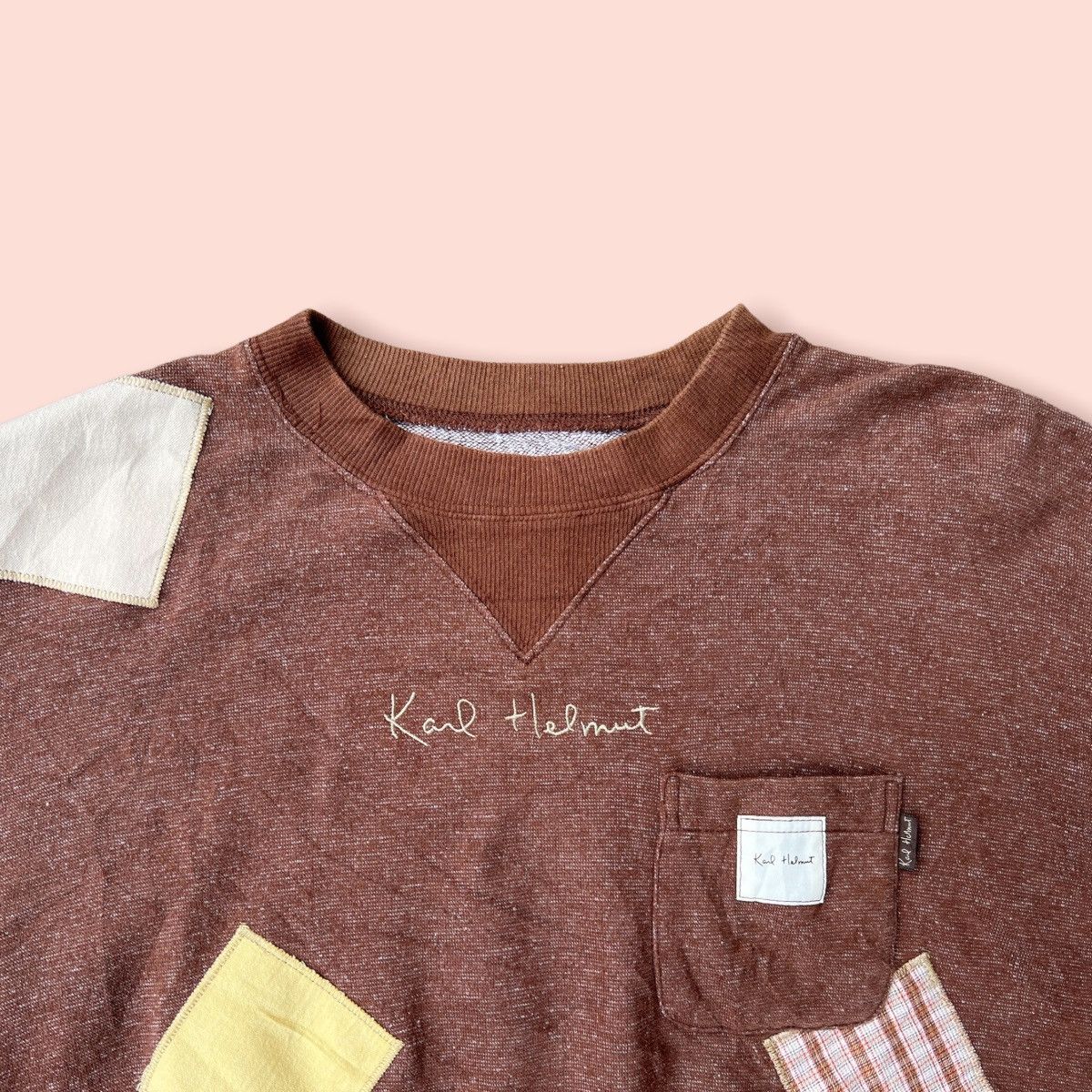 Designer × Karl Helmut × Vintage VINTAGE KARL HELMUT PATCHWORK CREWNECK SWEATSHIRT Size L / US 10 / IT 46 - 3 Thumbnail