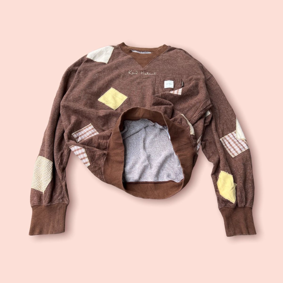 Designer × Karl Helmut × Vintage VINTAGE KARL HELMUT PATCHWORK CREWNECK SWEATSHIRT Size L / US 10 / IT 46 - 8 Thumbnail