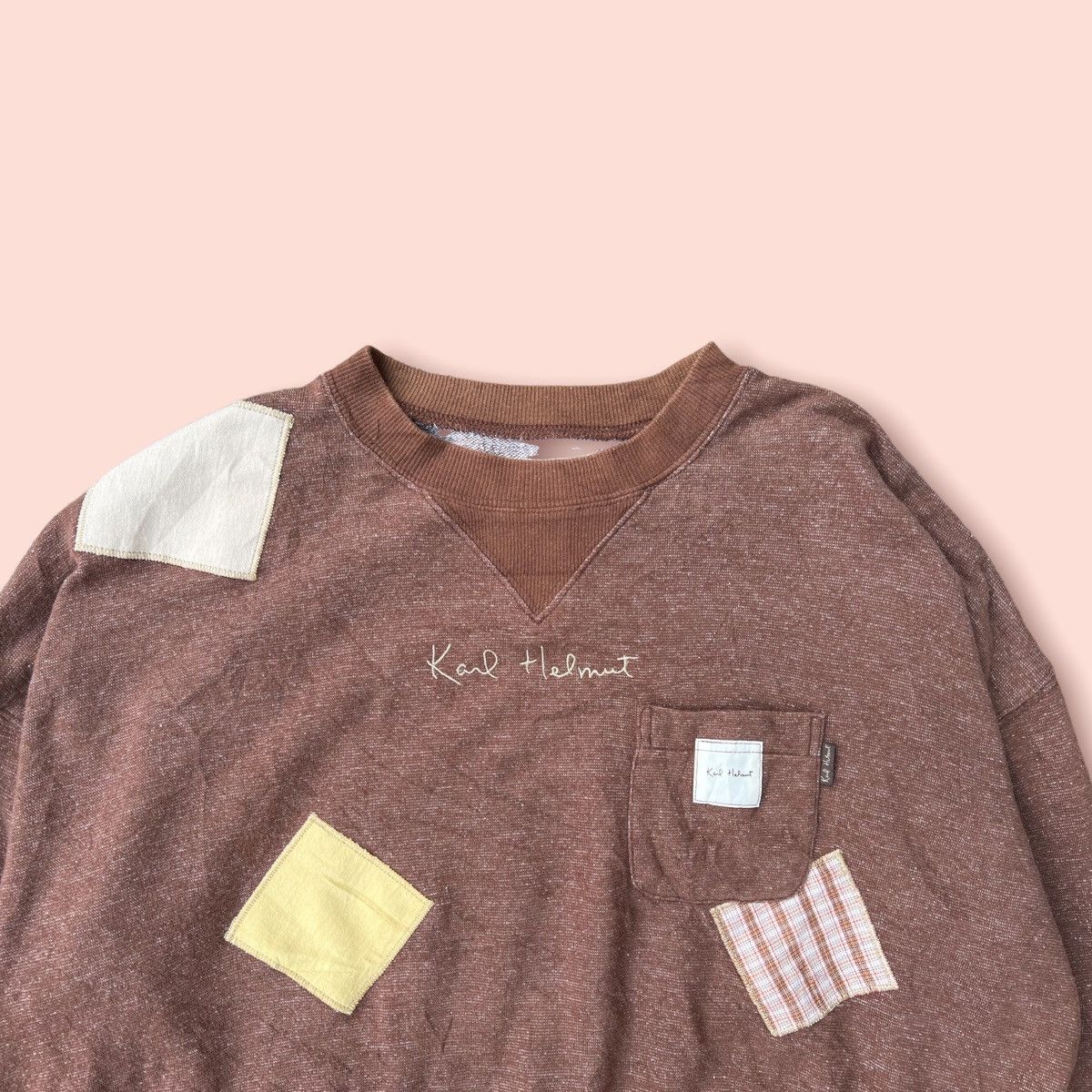 Designer × Karl Helmut × Vintage VINTAGE KARL HELMUT PATCHWORK CREWNECK SWEATSHIRT Size L / US 10 / IT 46 - 2 Thumbnail