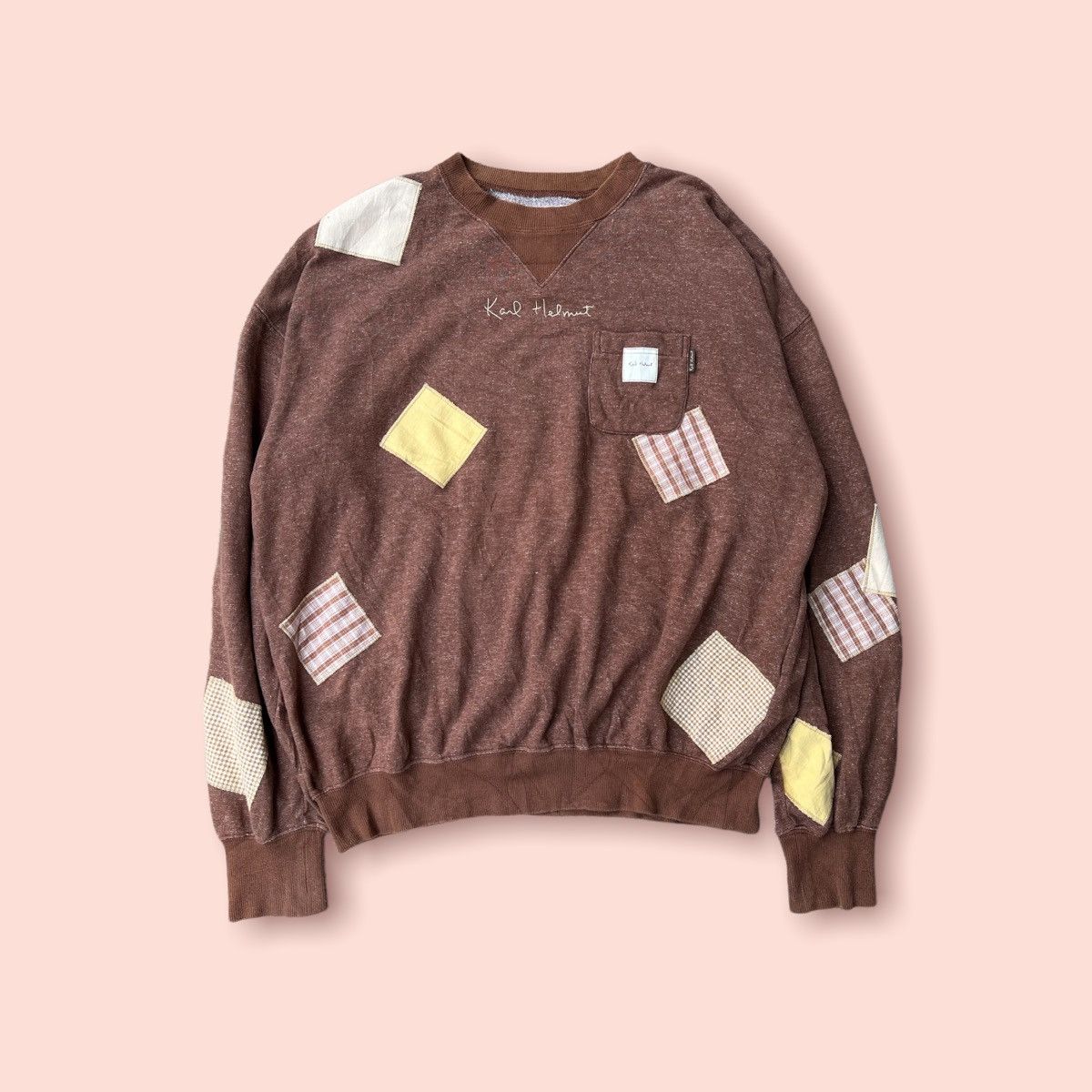 Designer × Karl Helmut × Vintage VINTAGE KARL HELMUT PATCHWORK CREWNECK SWEATSHIRT Size L / US 10 / IT 46 - 1 Thumbnail