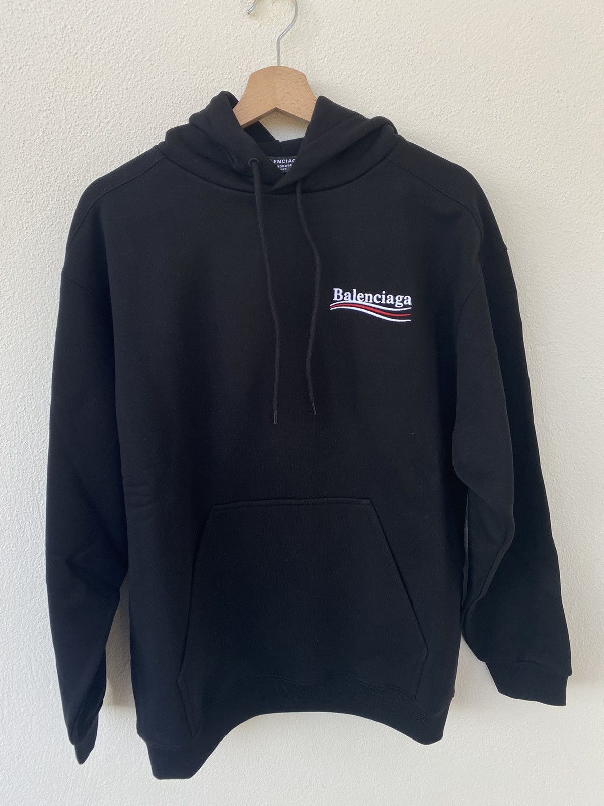 image of Balenciaga Embroidered Logo Hoodie in Black, Men's (Size 2XS)