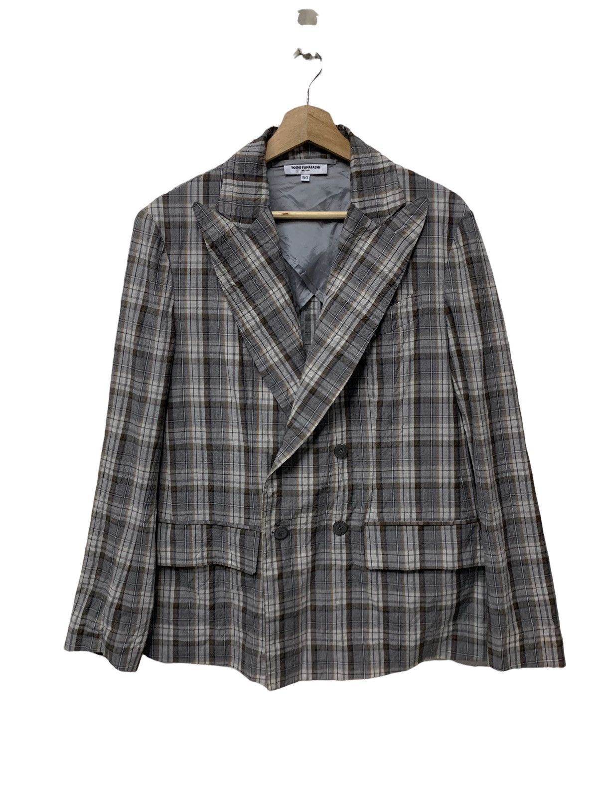 🔥YOSHI FUNABASHI CHECKERED DOUBLE BREAST JACKET