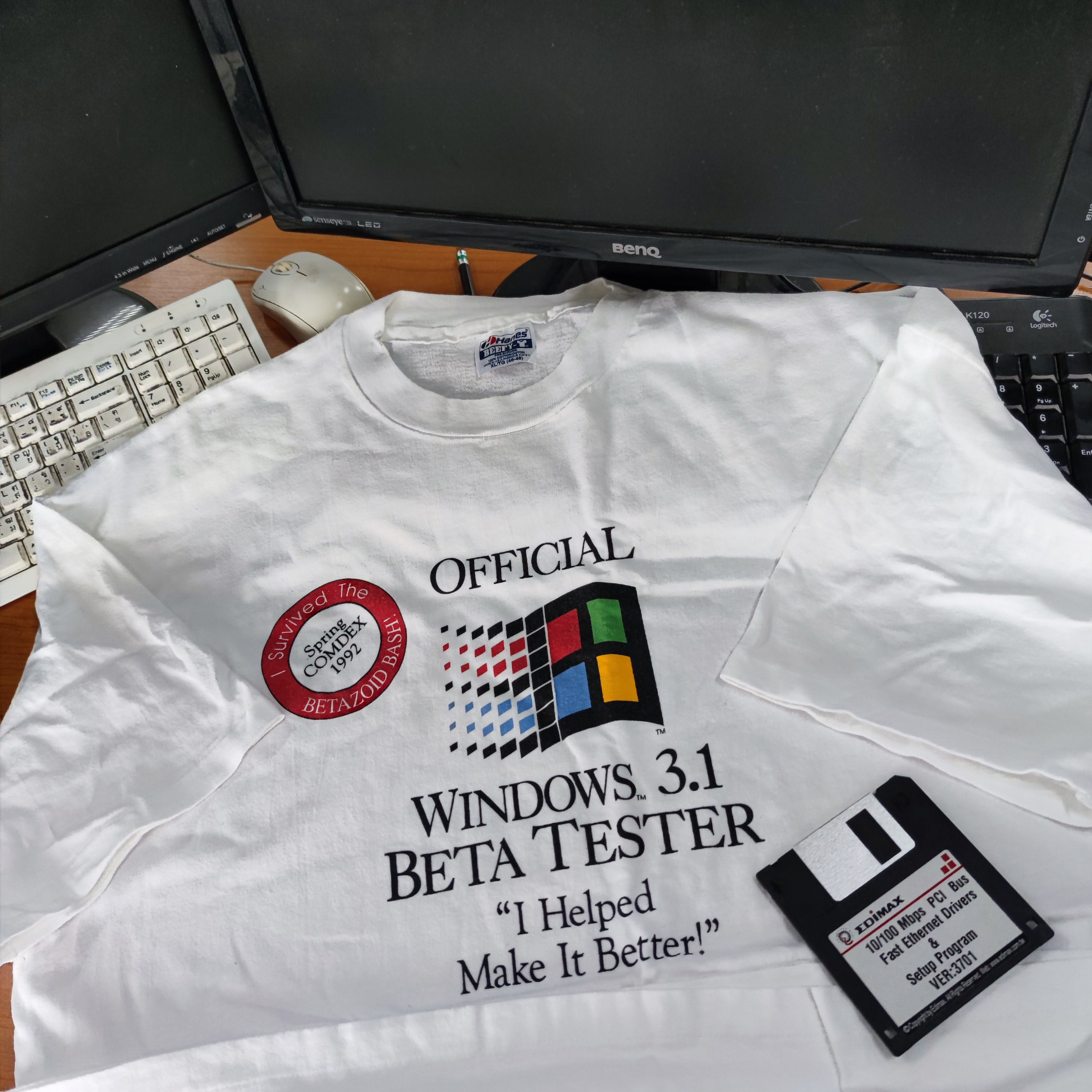 Microsoft Windows 3.1 Beta Tester Tee – Rare 90s Microsoft Promo Shirt Size US XL / EU 56 / 4 - 1 Thumbnail