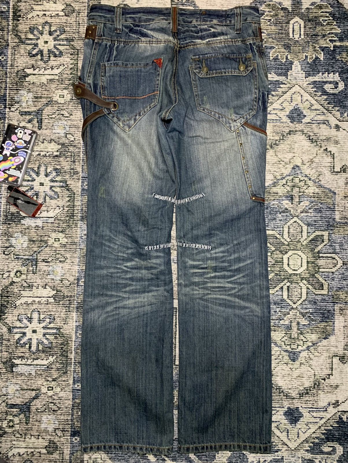 Japanese Brand Kearney House Workwear Carpenter Design Denim Leather Trim Size US 32 / EU 48 - 15 Thumbnail