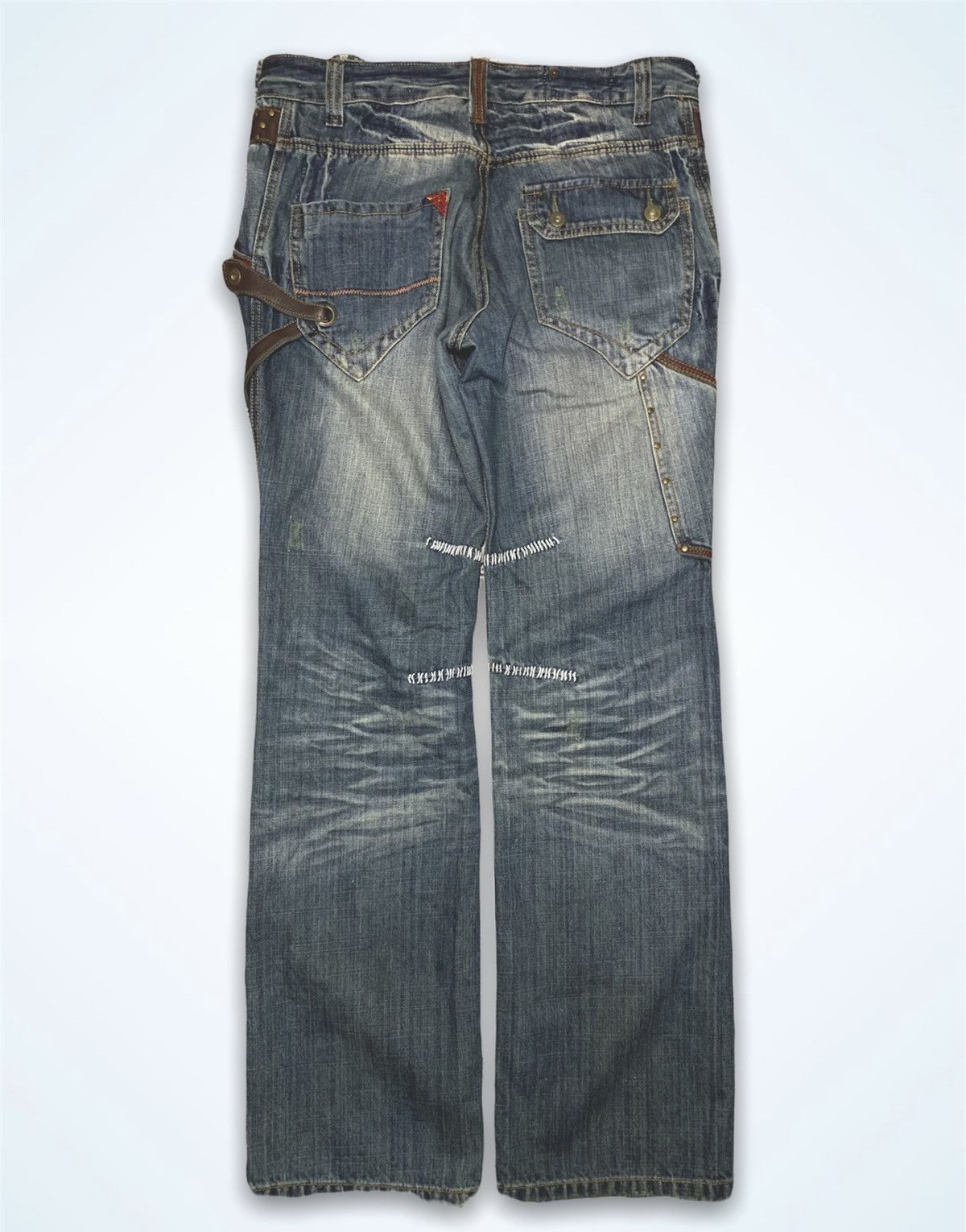 Japanese Brand Kearney House Workwear Carpenter Design Denim Leather Trim Size US 32 / EU 48 - 2 Thumbnail