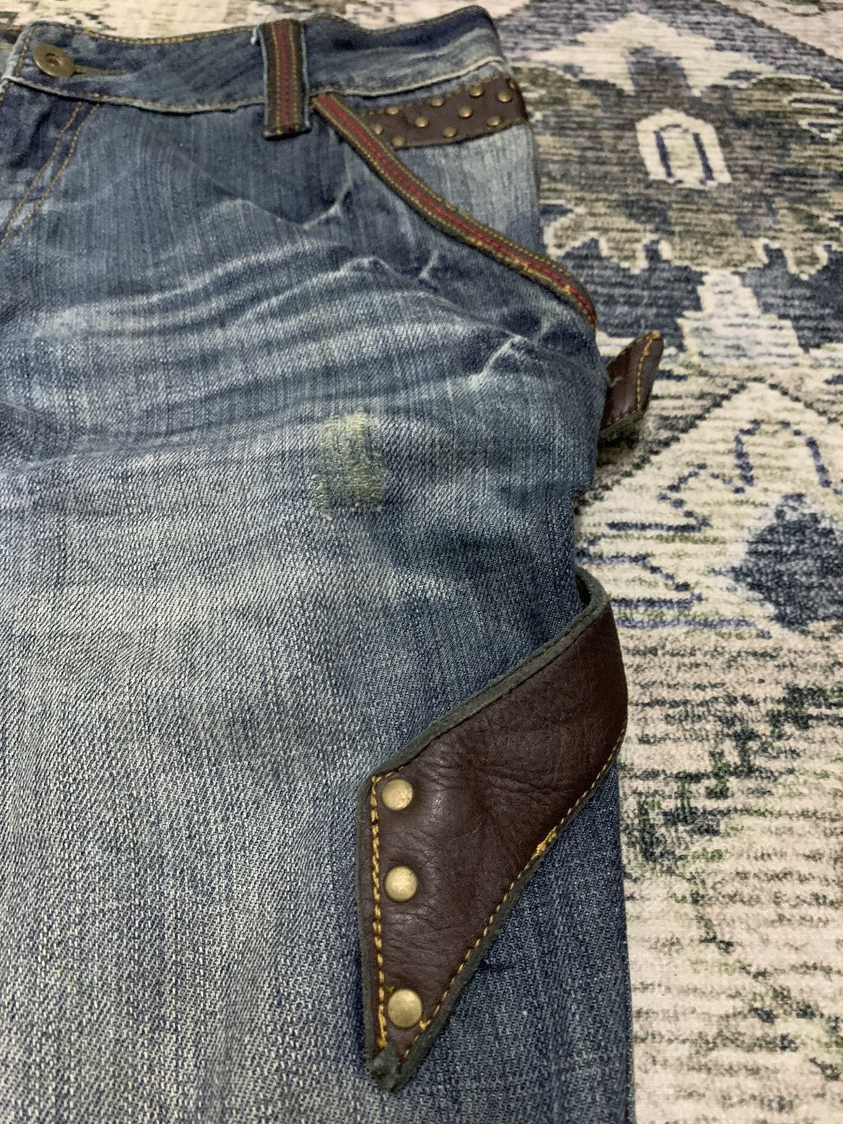 Japanese Brand Kearney House Workwear Carpenter Design Denim Leather Trim Size US 32 / EU 48 - 4 Thumbnail